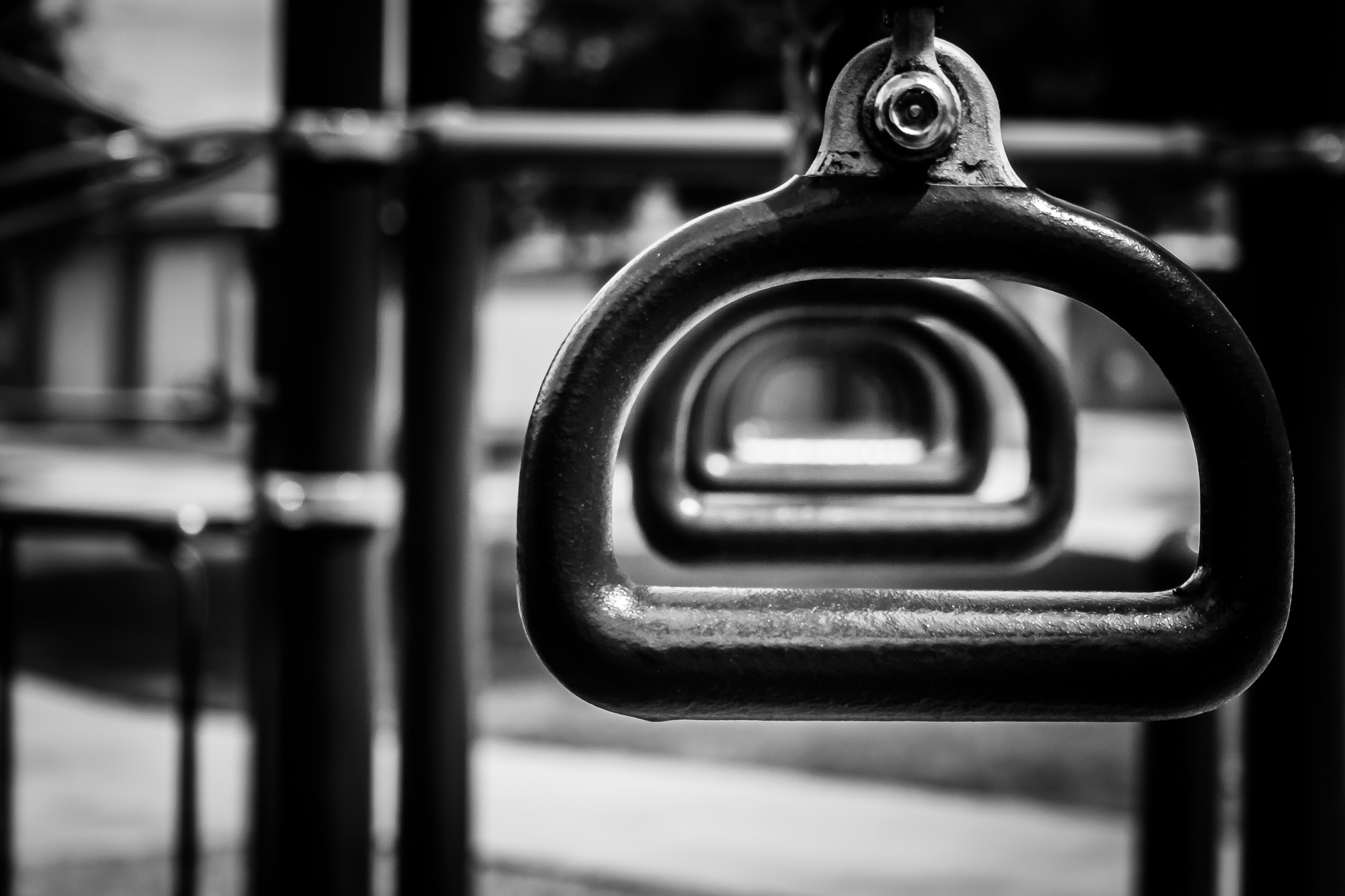 Playground rings at the Haggard Park playground in Downtown Plano, Texas.