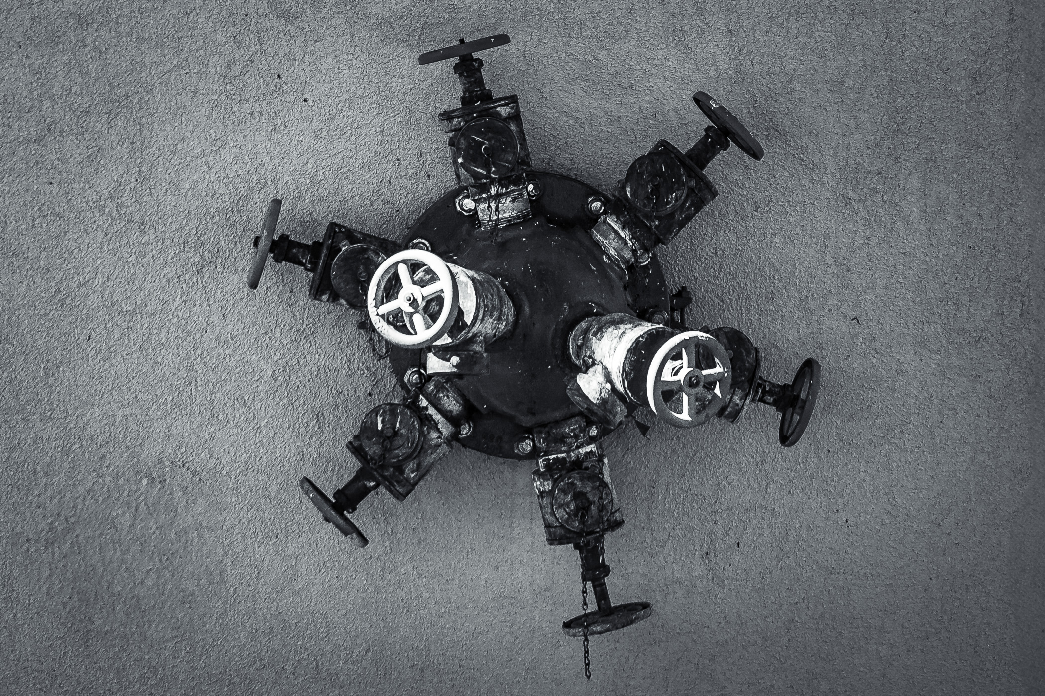 An unusual multi-headed hydrant at Bell Helicopter in Fort Worth.
