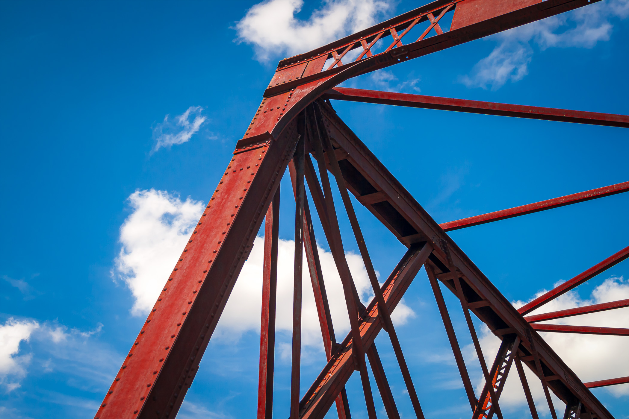 A railroad bridge rusts in Jacksboro, Texas.