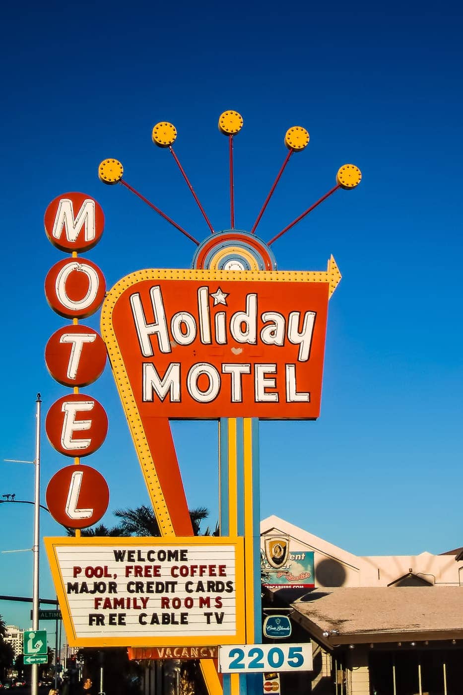 The Holiday Motel's sign in Las Vegas.