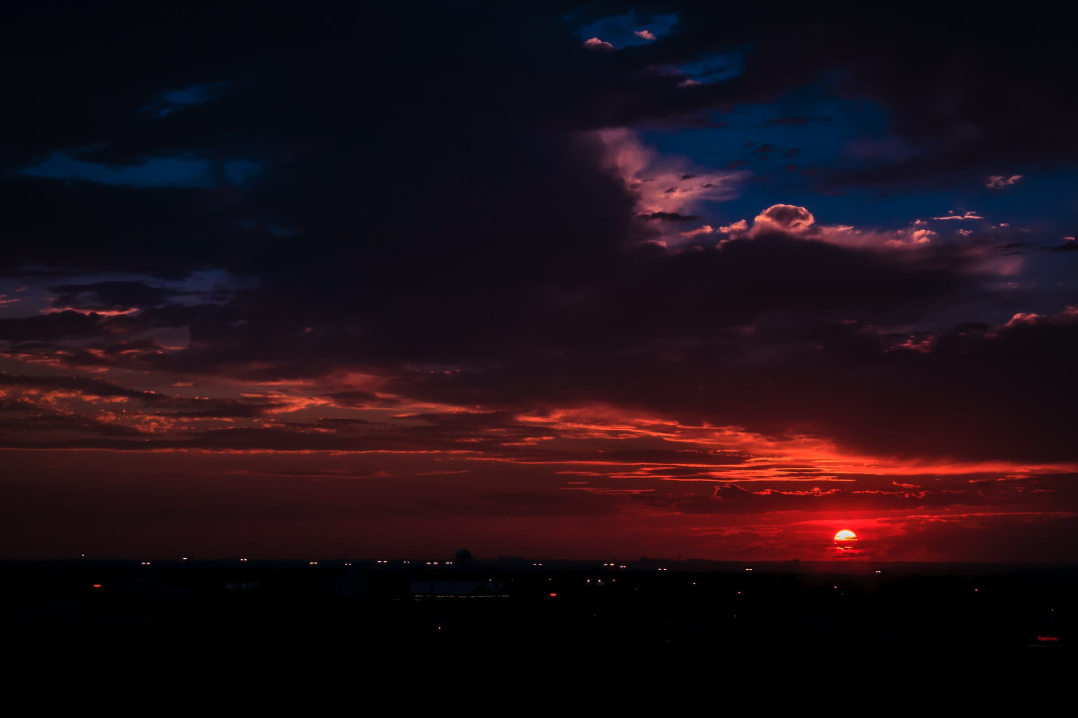 The sun setting over the western part of the Dallas-Fort Worth Metroplex.