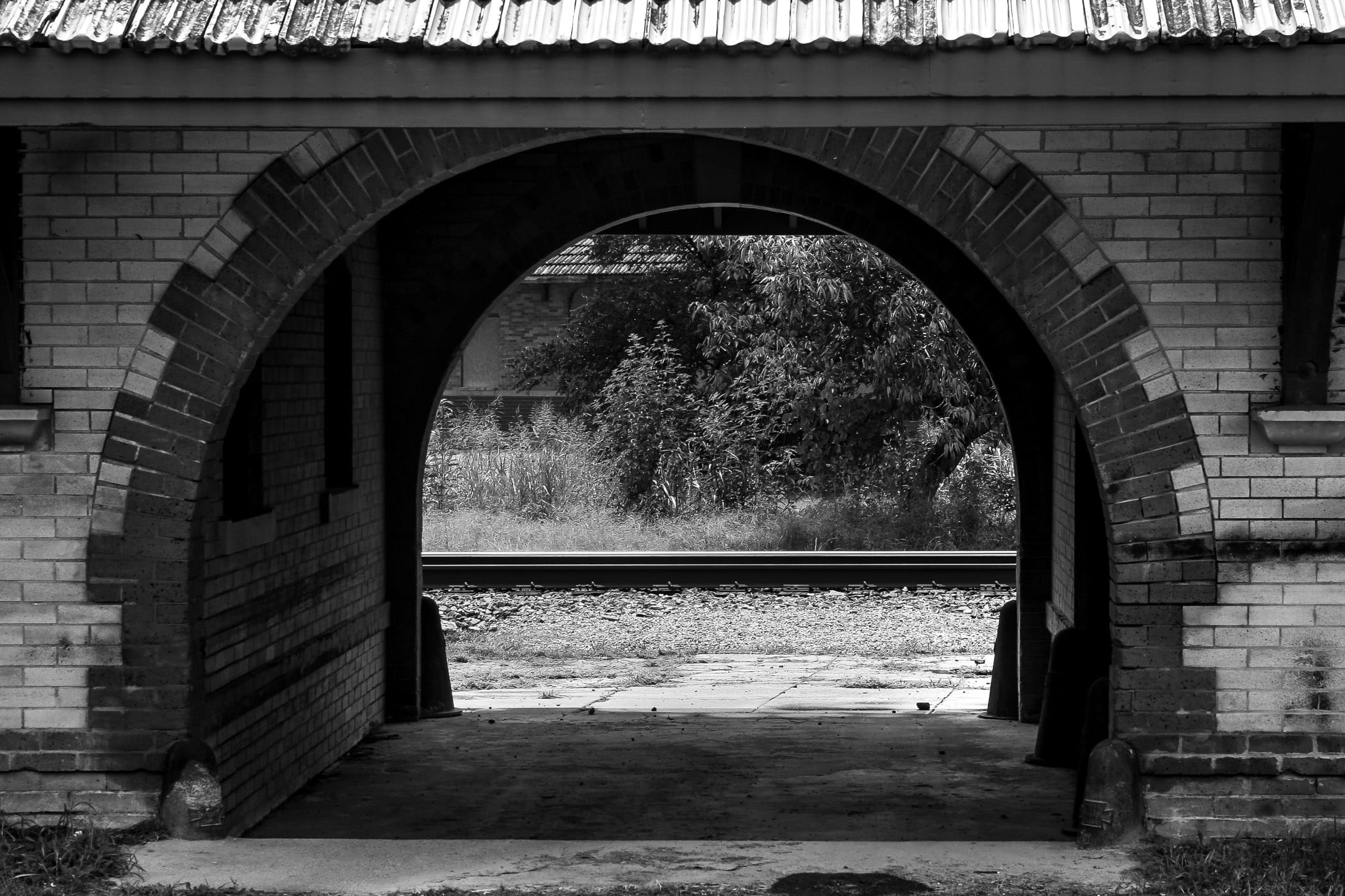 Detail of an old train depot in Waxahachie, Texas.
