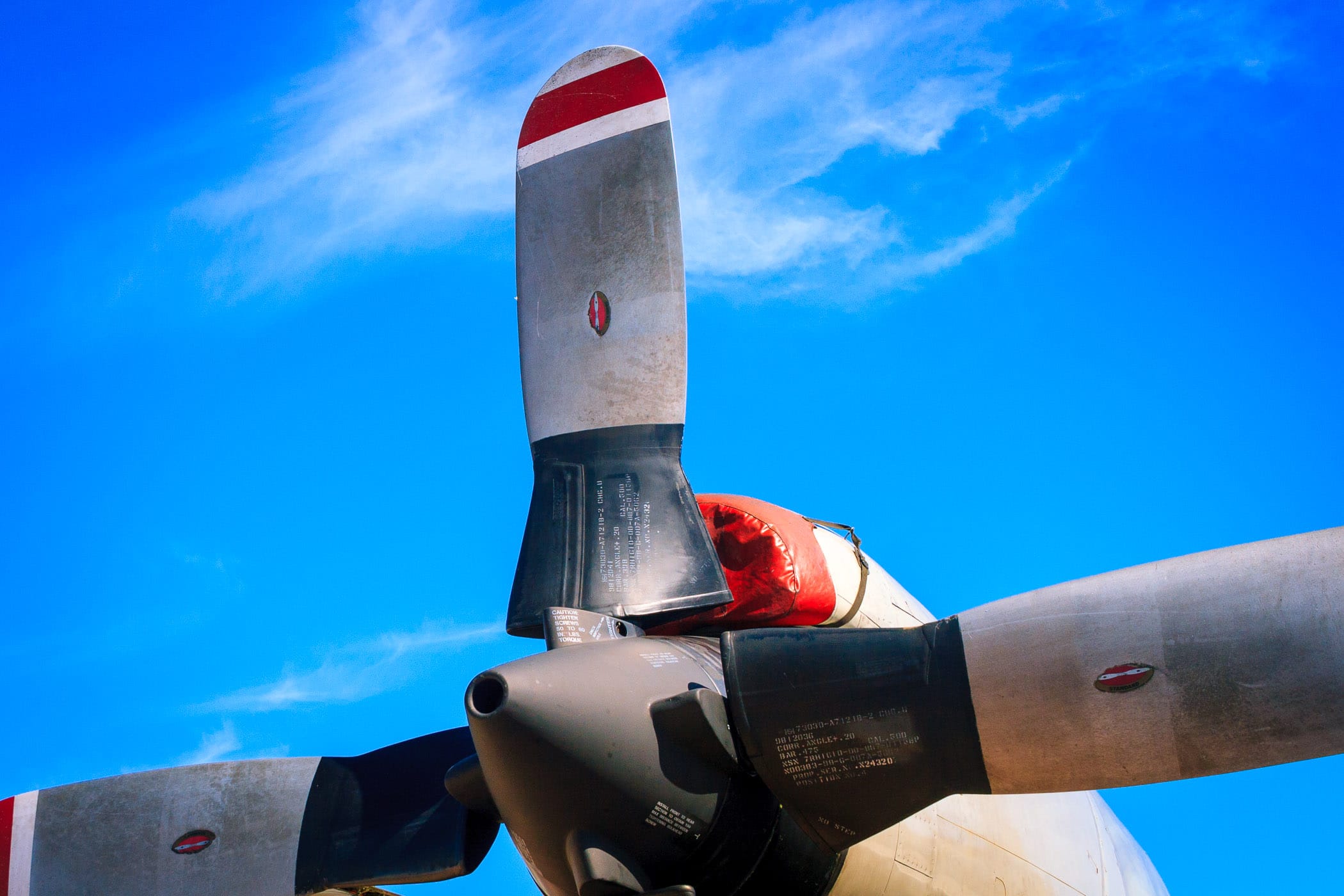 Detail of a turboprop engine on a U.S. Navy aircraft at the Fort Worth-Alliance Air Show.