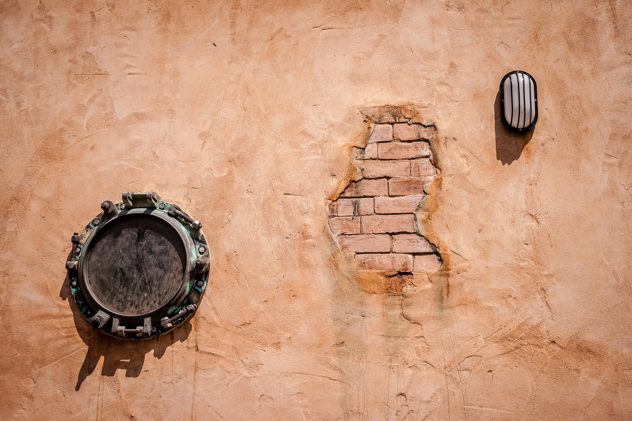Detail of an exterior wall at Pirates Landing Restaurant, Port Isabel, Texas.