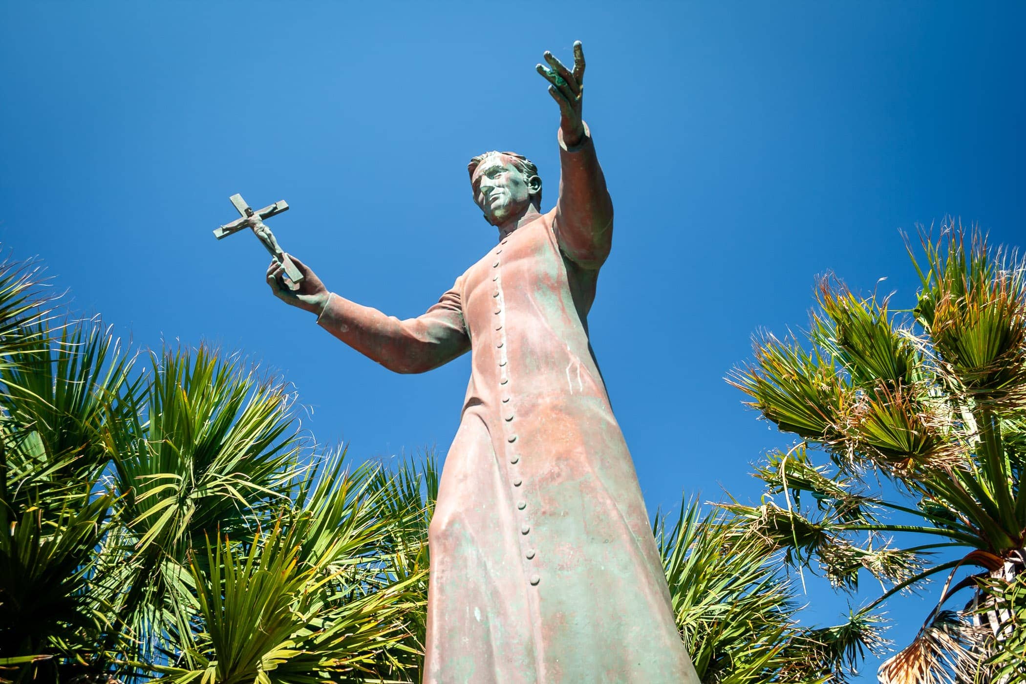 A statue of Padre Balli, priest and settler of South Padre Island, Texas.