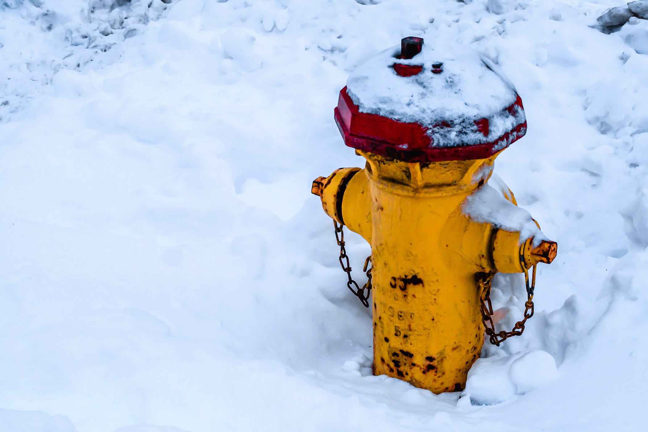 A snow-covered fire hydrant in Downtown Salt Lake City, Utah.