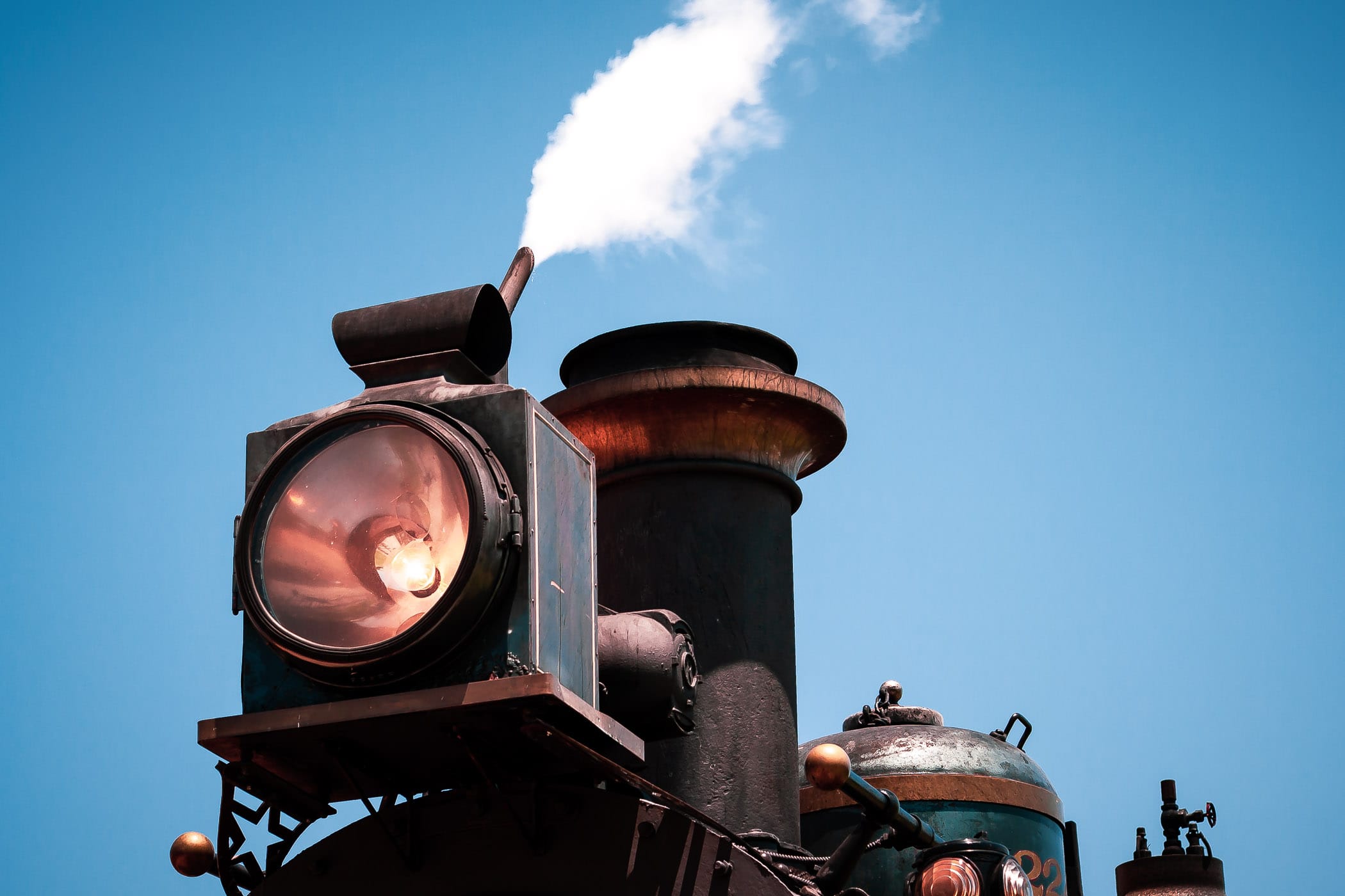 Detail of an 1896 steam locomotive belonging to the Grapevine Vintage Railroad, Grapevine, Texas.