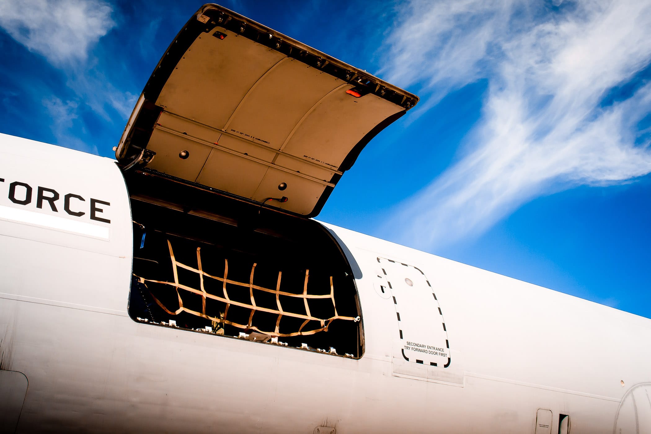 A cargo door on an USAF jet, Fort Worth-Alliance Air Show, Texas.