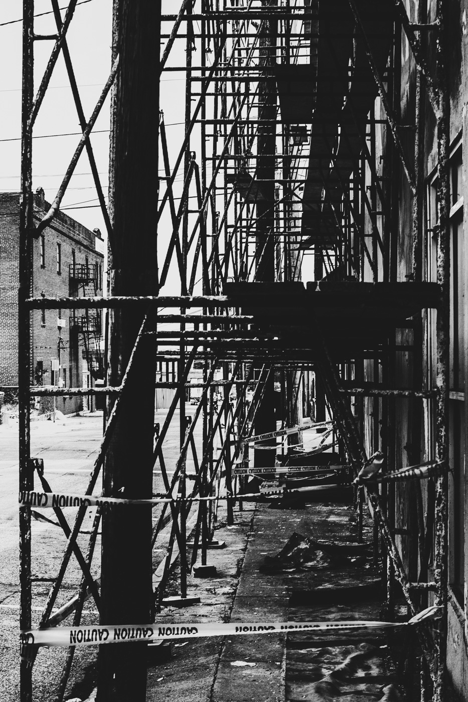 Scaffolds in Downtown Greenville, Texas.