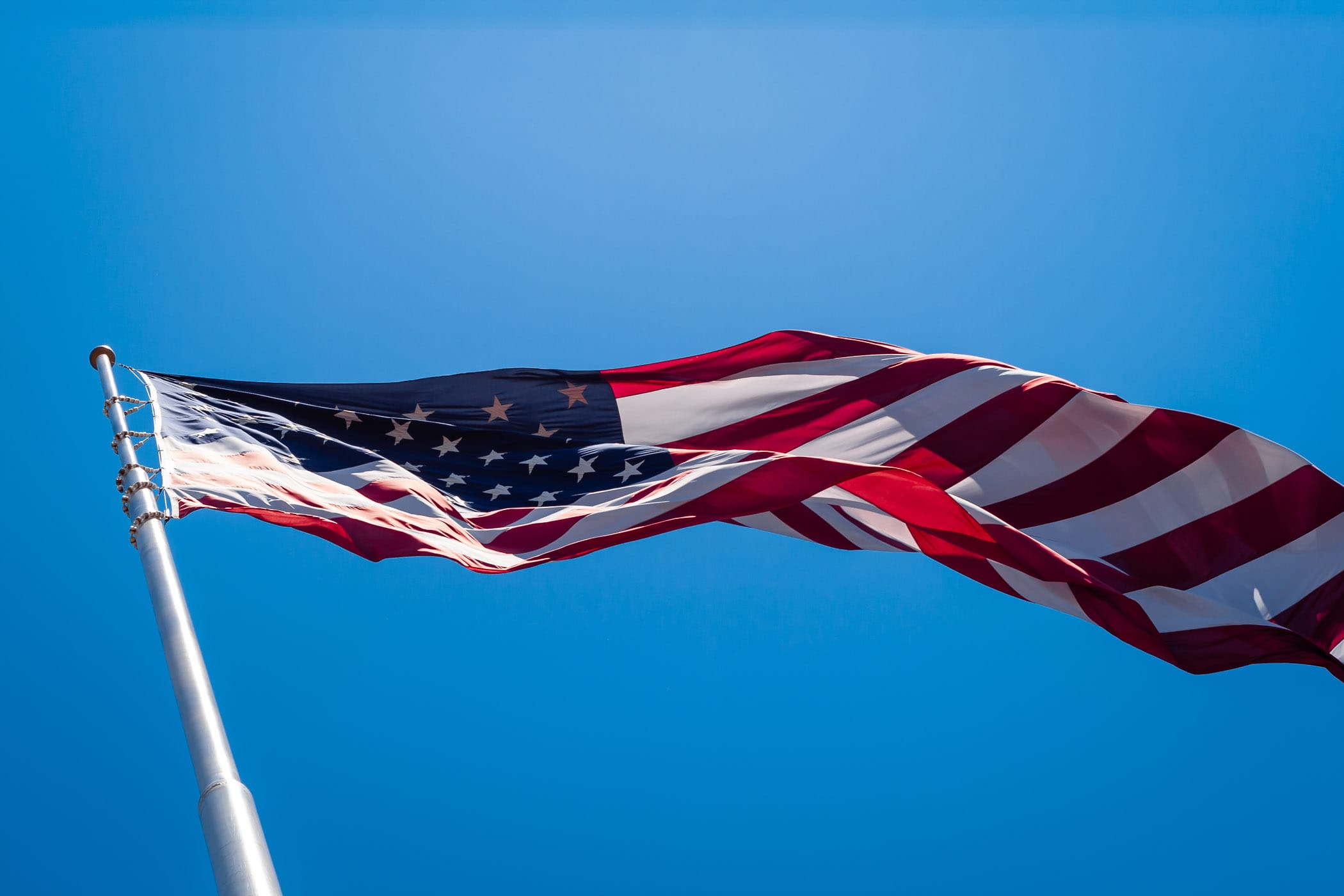 An American flag flies over Plano, Texas.