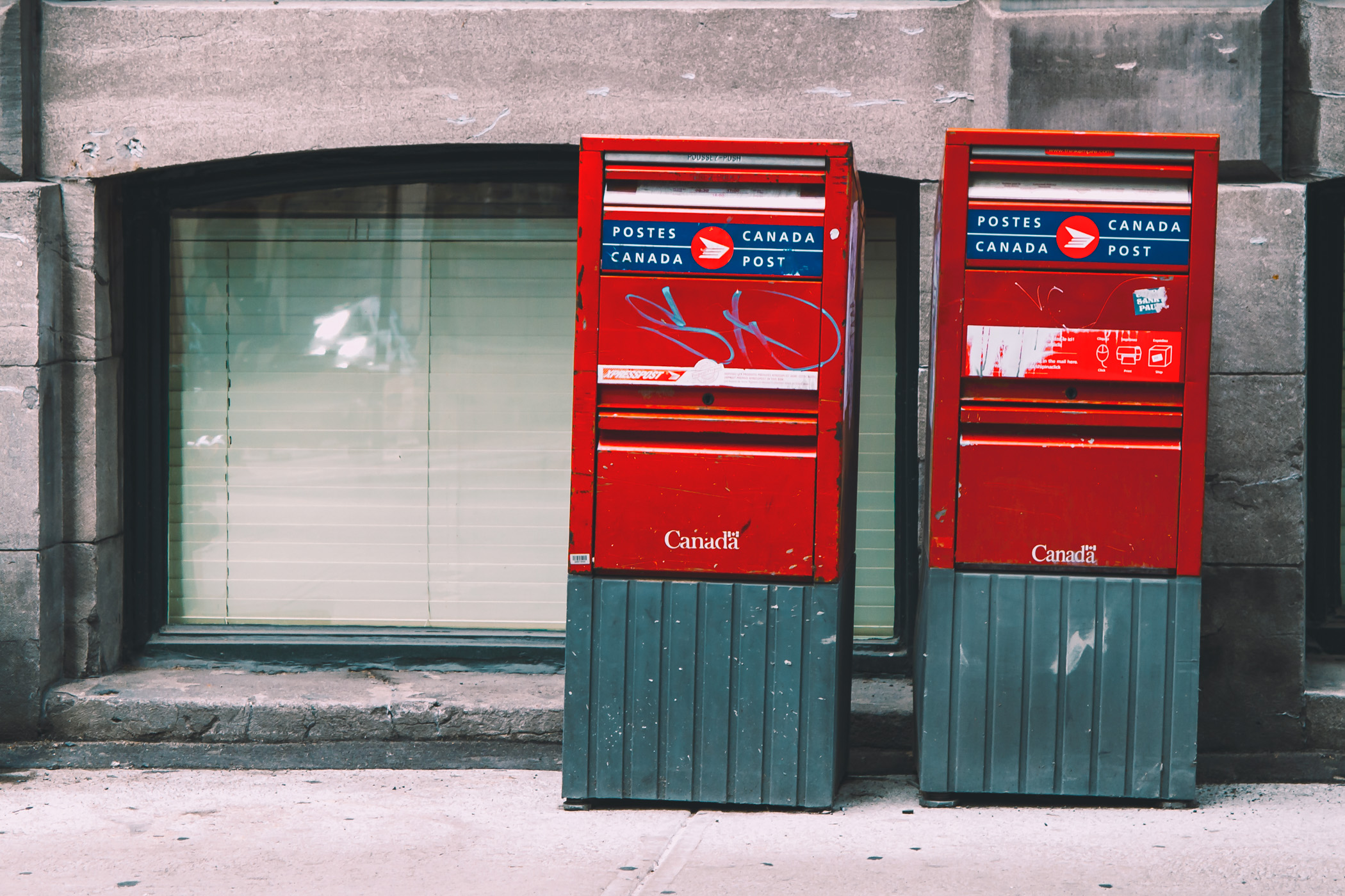 Canada Post mailboxes in Montréal.