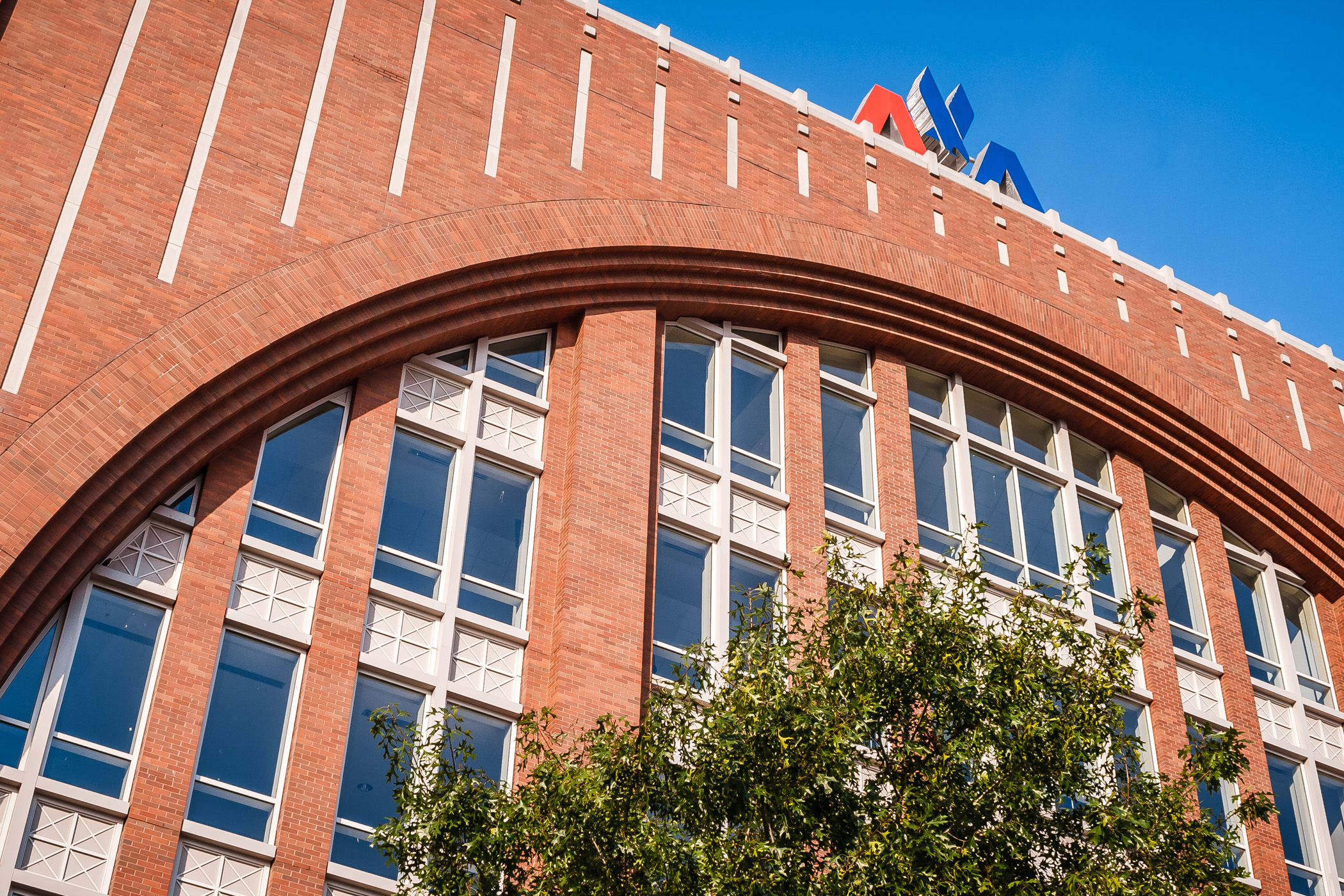 Exterior detail of Dallas' American Airlines Center.