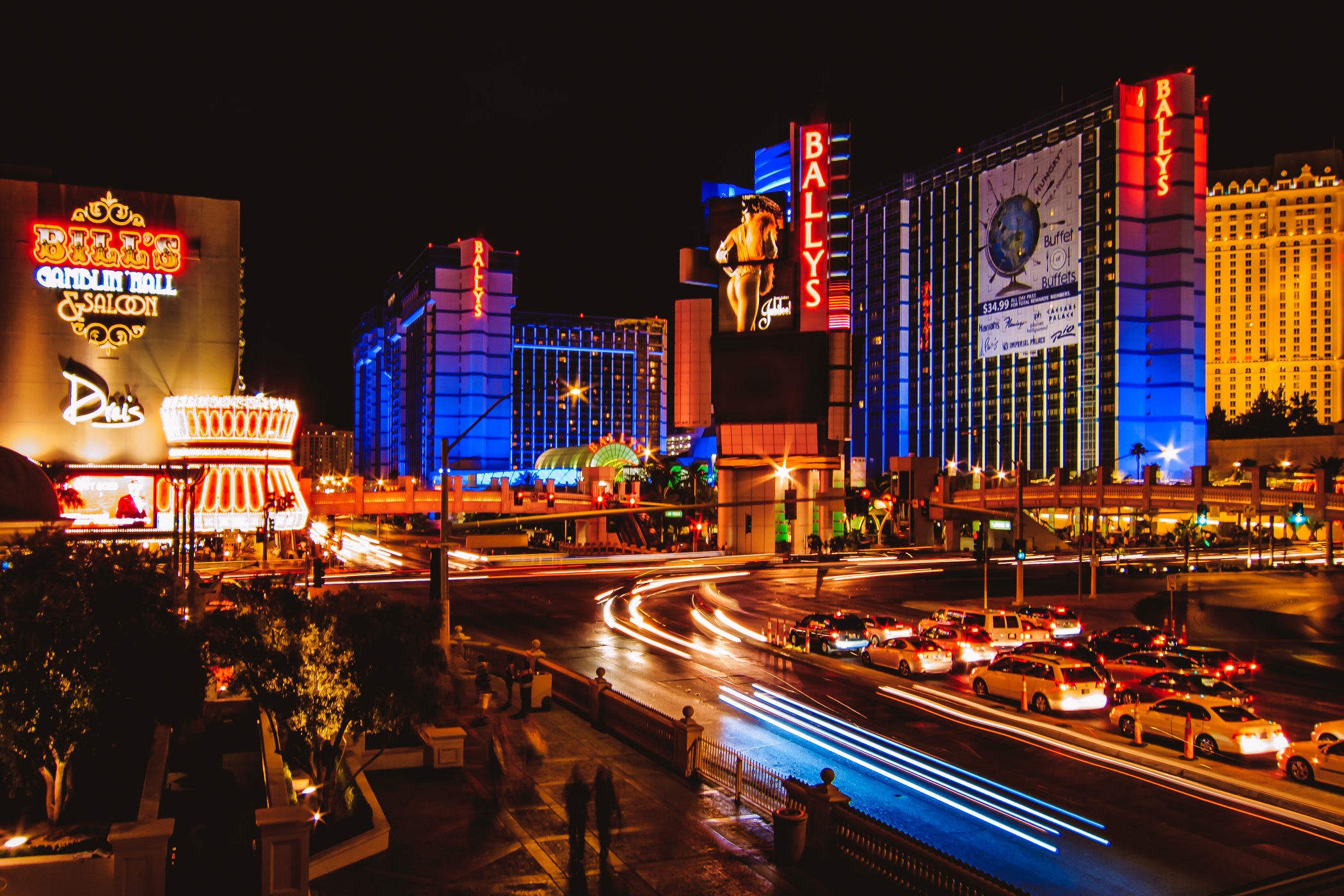 The intersection of Las Vegas Boulevard (The Strip) and Flamingo Road.