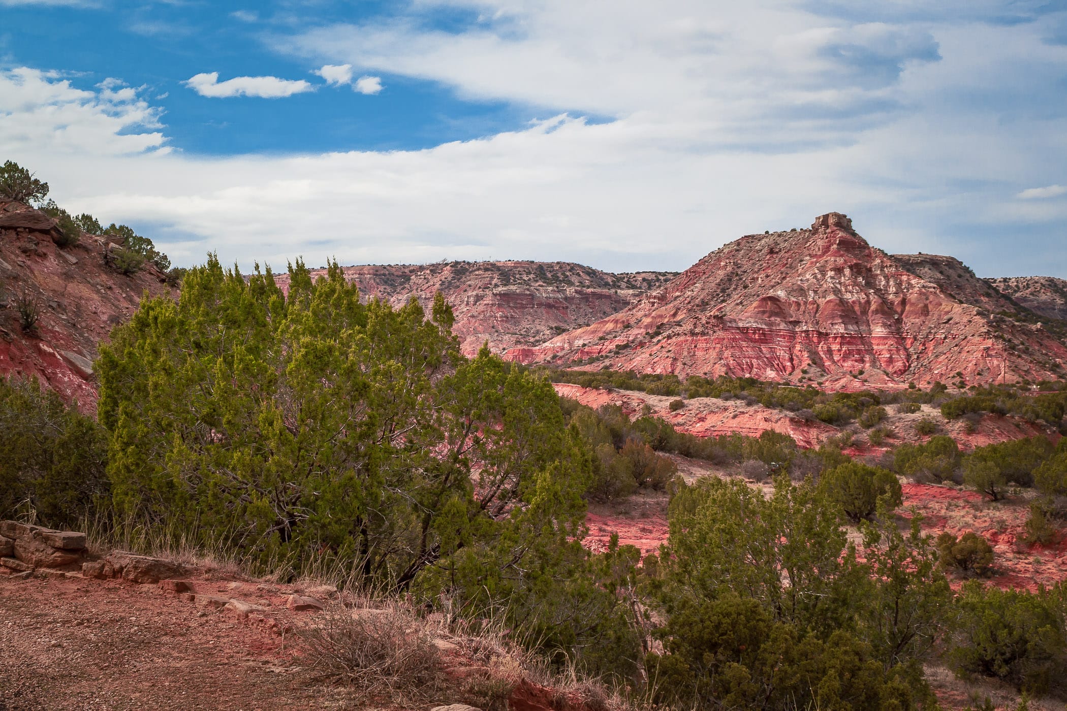The rugged landscape of Palo Duro Canyon, Texas.