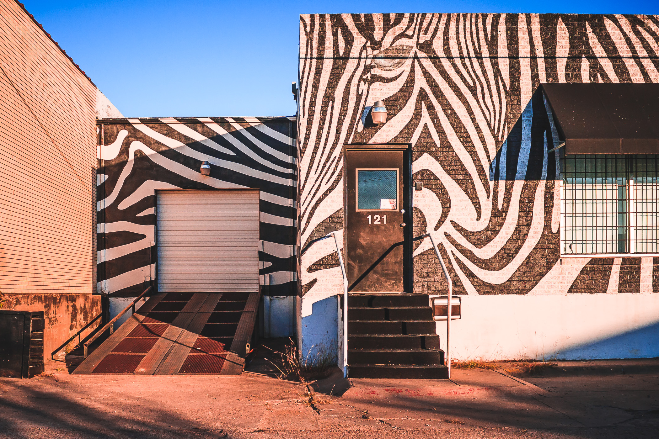 A whimsically-decorated building spotted in the Dallas Design District.