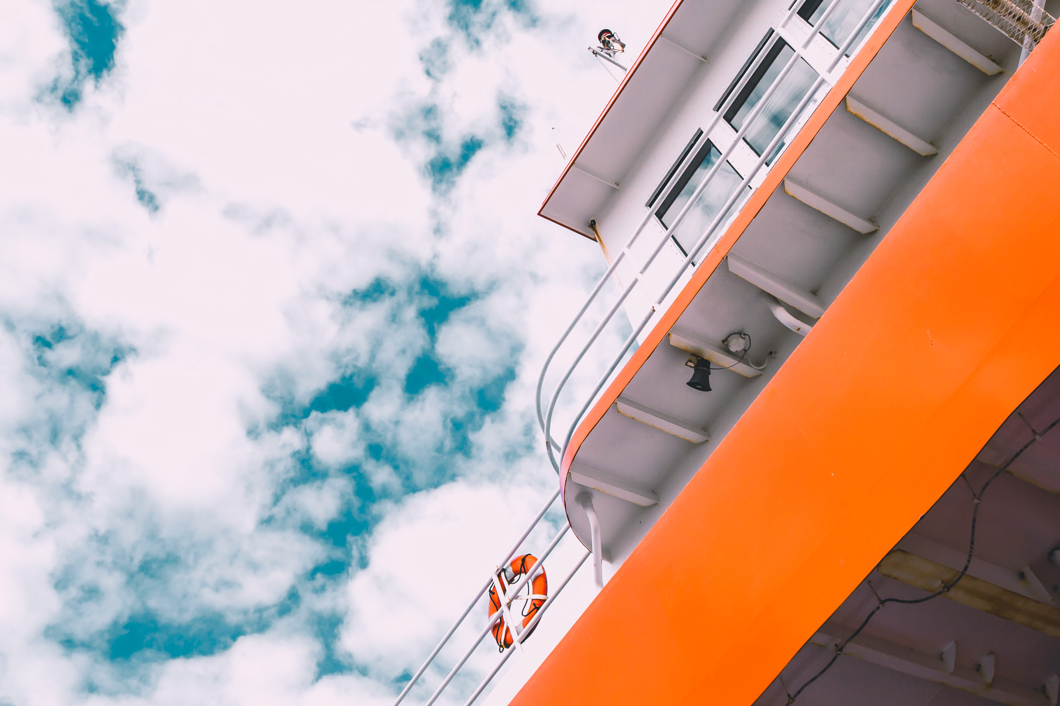 Clouds above the ferry between Galveston and Point Bolivar, Texas.