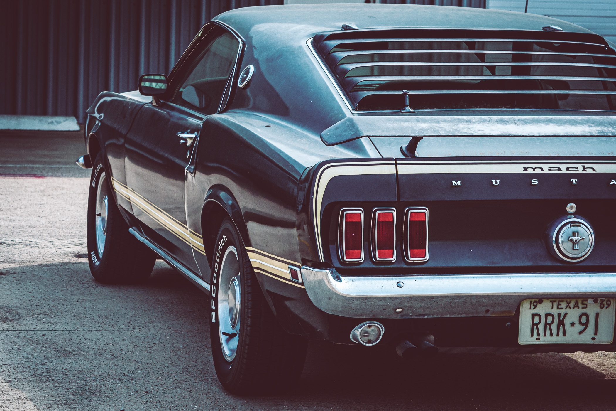 A 1969 Ford Mustang Mach 1 spotted near Addison Airport, Addison, Texas.