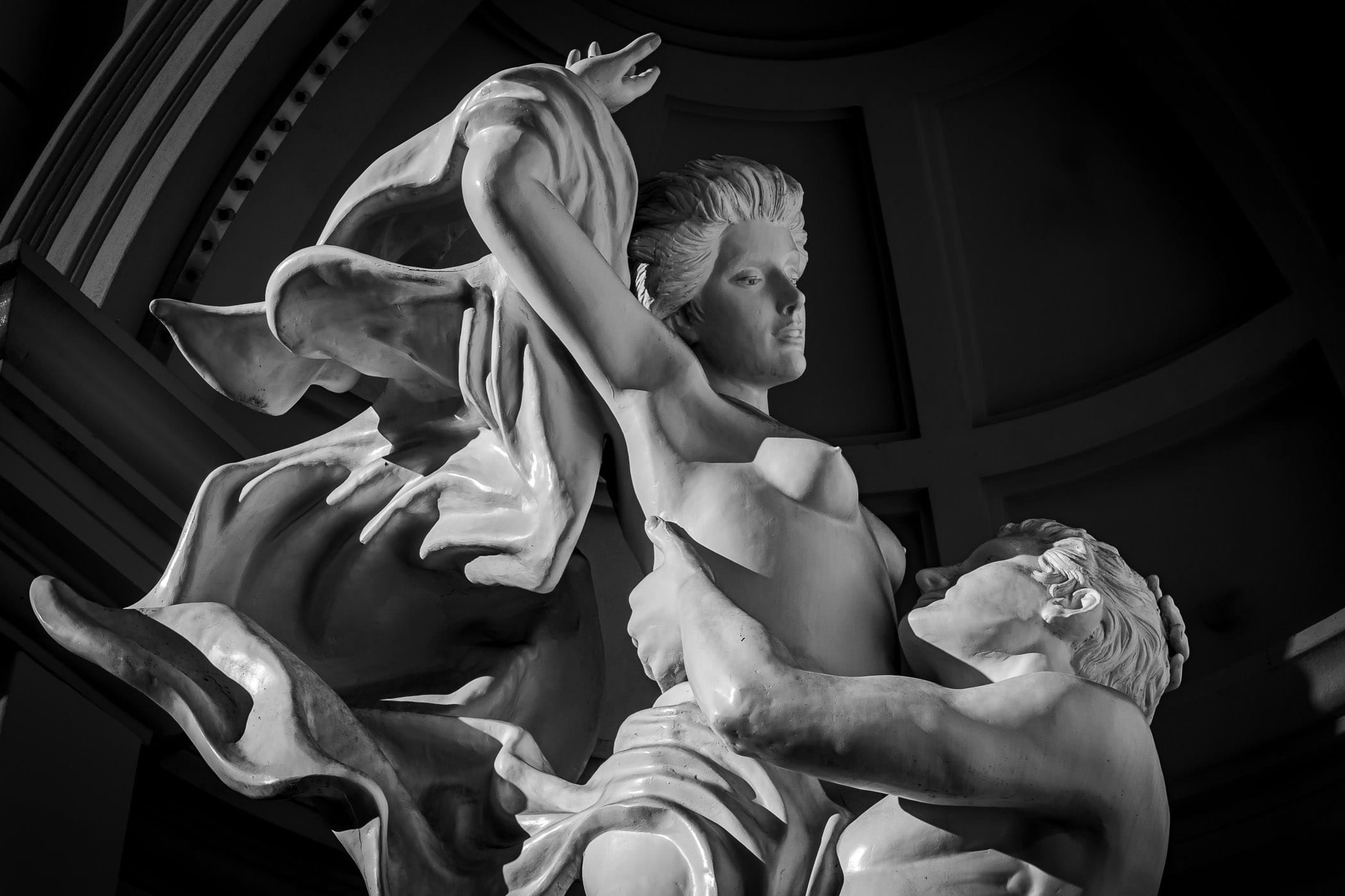 A statue depicting The Rape of the Sabine Women at Monte Carlo Casino and Hotel, Las Vegas.