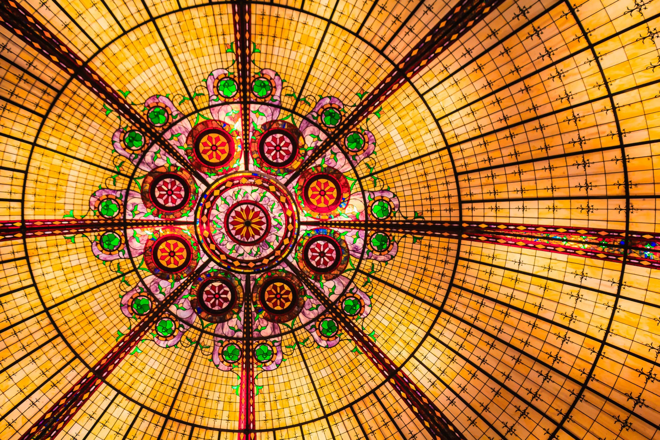 Detail of a glass "skylight" inside the Paris Hotel & Casino, Las Vegas.