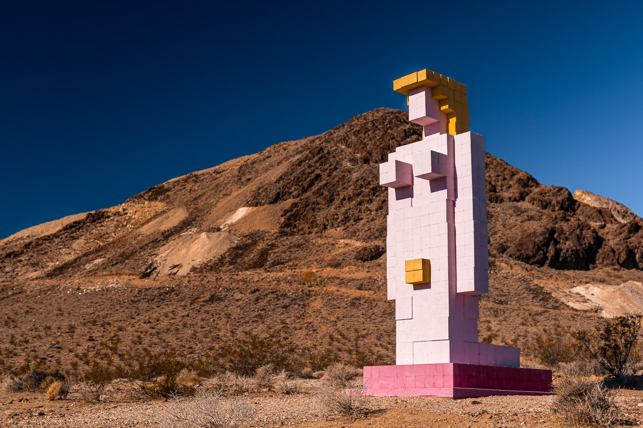 Hugo Heyrman's "Lady Desert: The Venus of Nevada" rises into the sky at the Goldwell Open Air Museum, Rhyolite, Nevada.