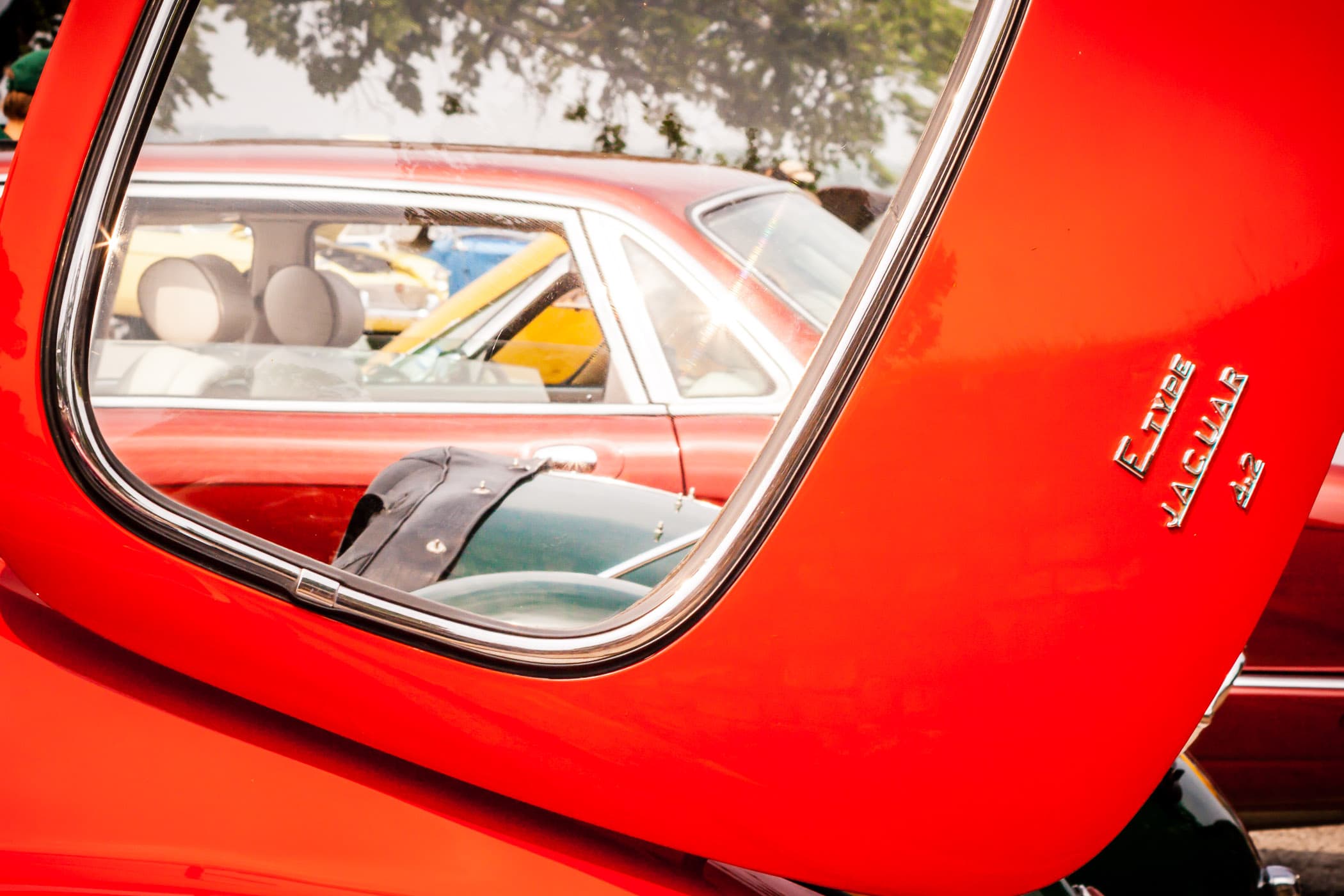Detail of a classic Jaguar at Dallas' All British and European Car Day.