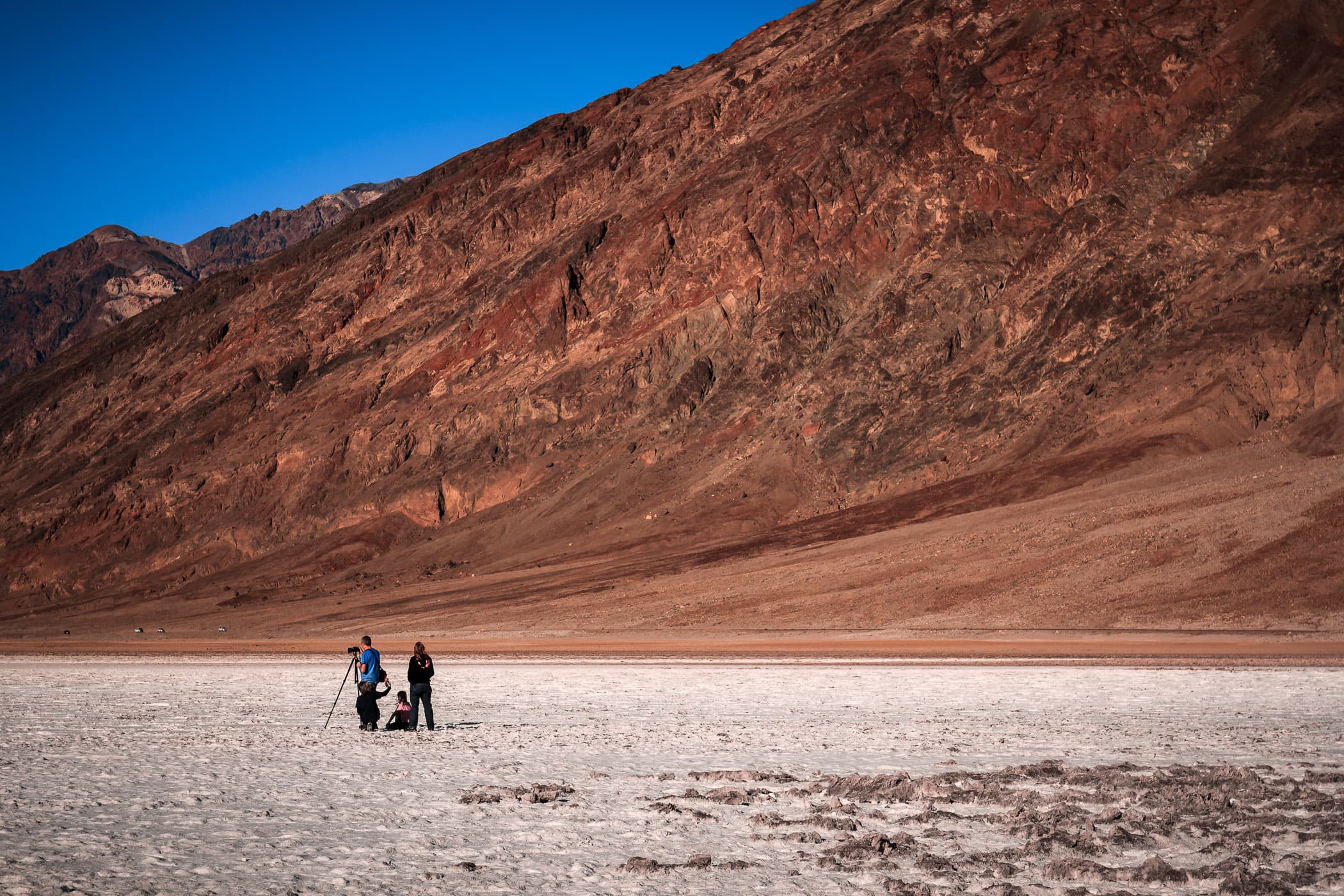 A fellow photographer takes a shot at Badwater Basin, Death Valley, California.