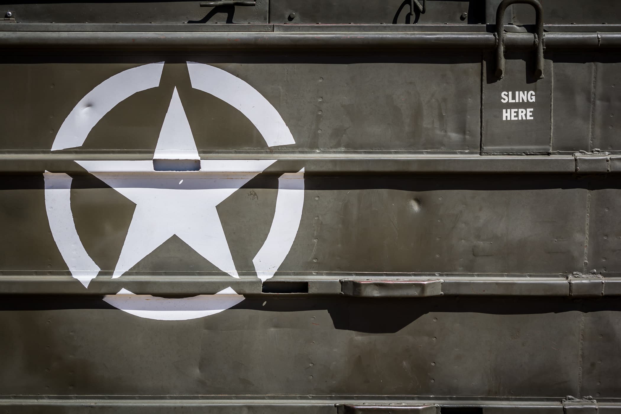 Labeling spotted on a U.S. Army DUKW amphibious vehicle at Addison, Texas' Cavanaugh Flight Museum.