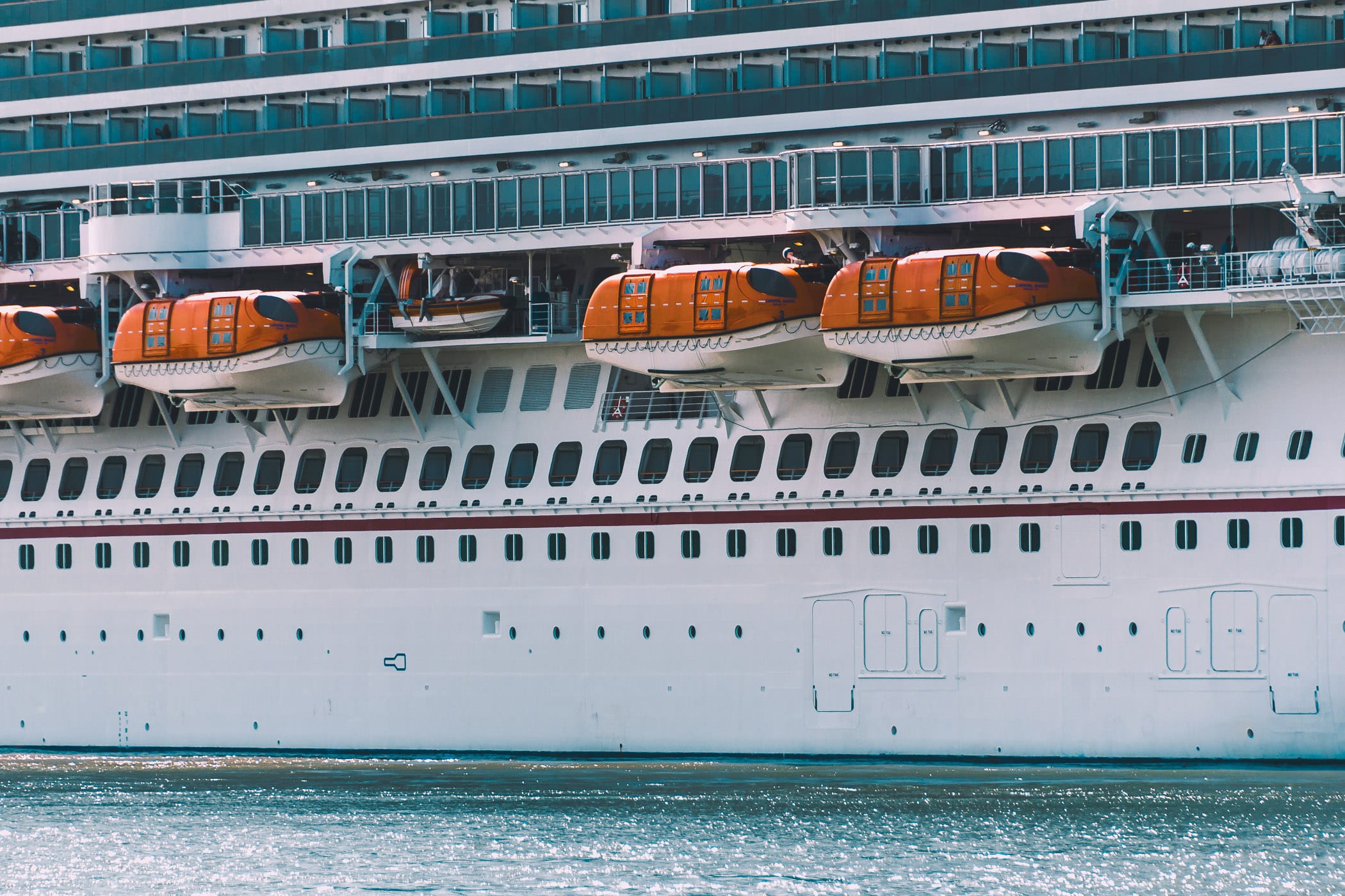Exterior detail of the Carnival Magic as she sets sail from the Port of Galveston, Texas.