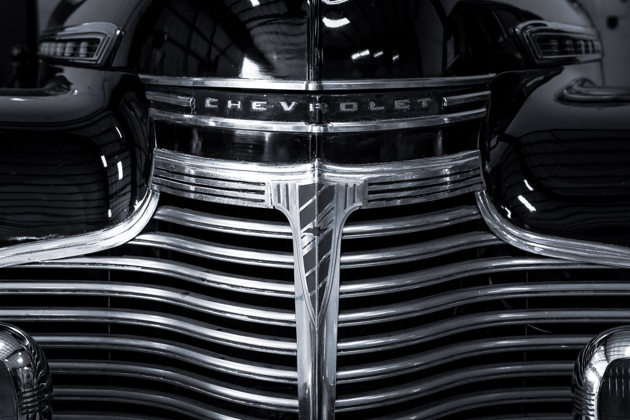 Detail of a classic Chevrolet found at Addison, Texas' Cavanaugh Flight Museum.