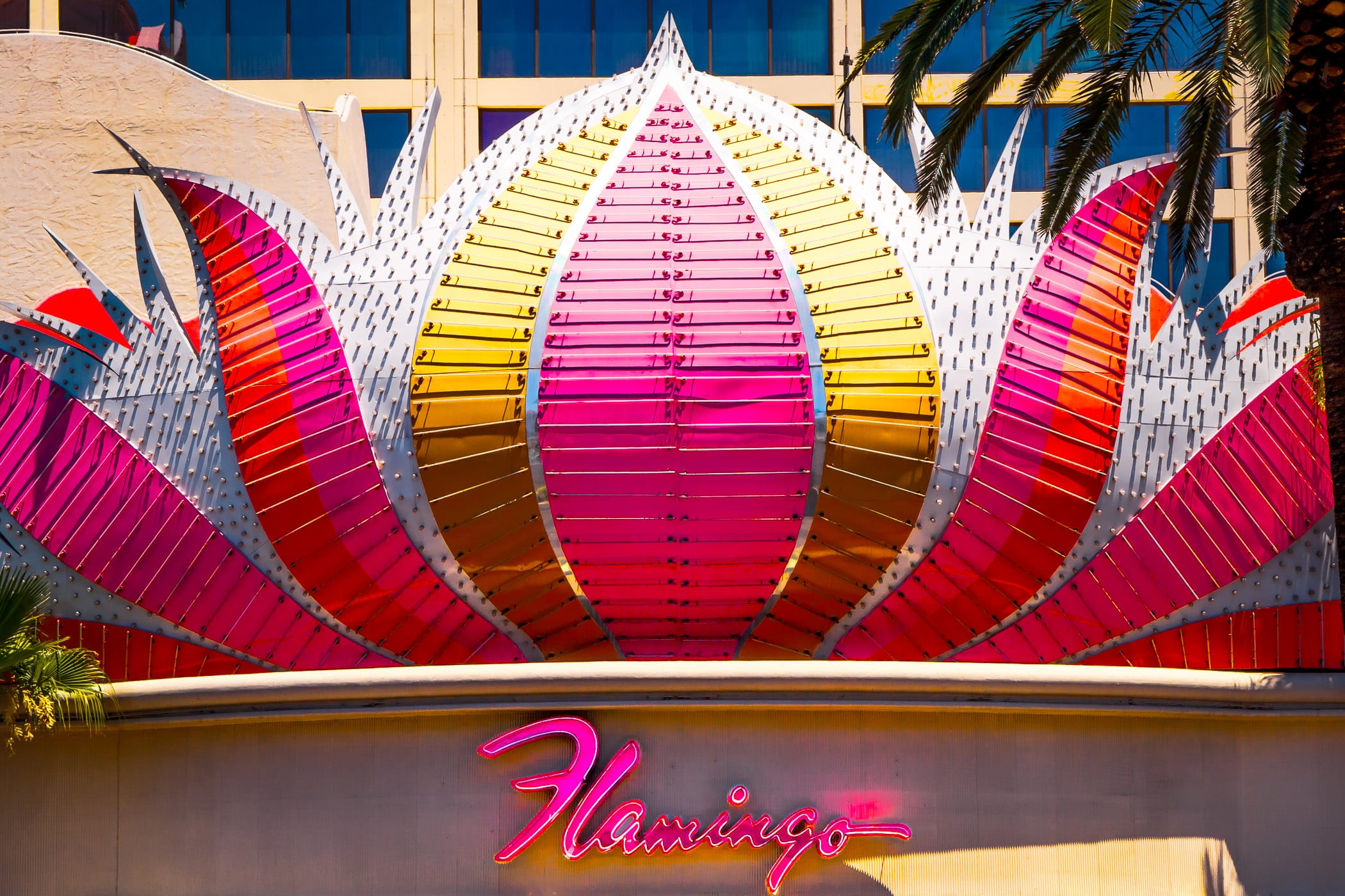 Exterior sign detail of The Flamingo Hotel & Casino, Las Vegas.
