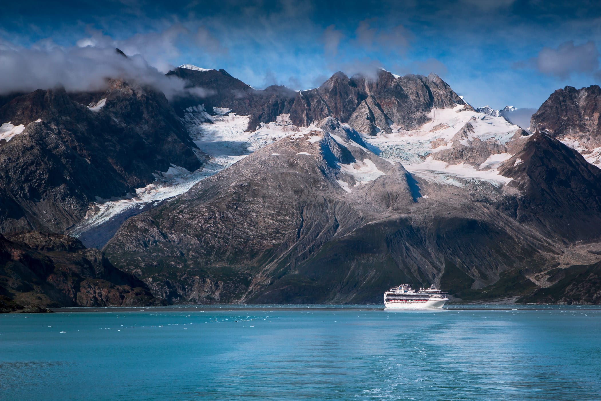 The cruise ship Sapphire Princess sails Glacier Bay in Alaska's Glacier Bay National Park.