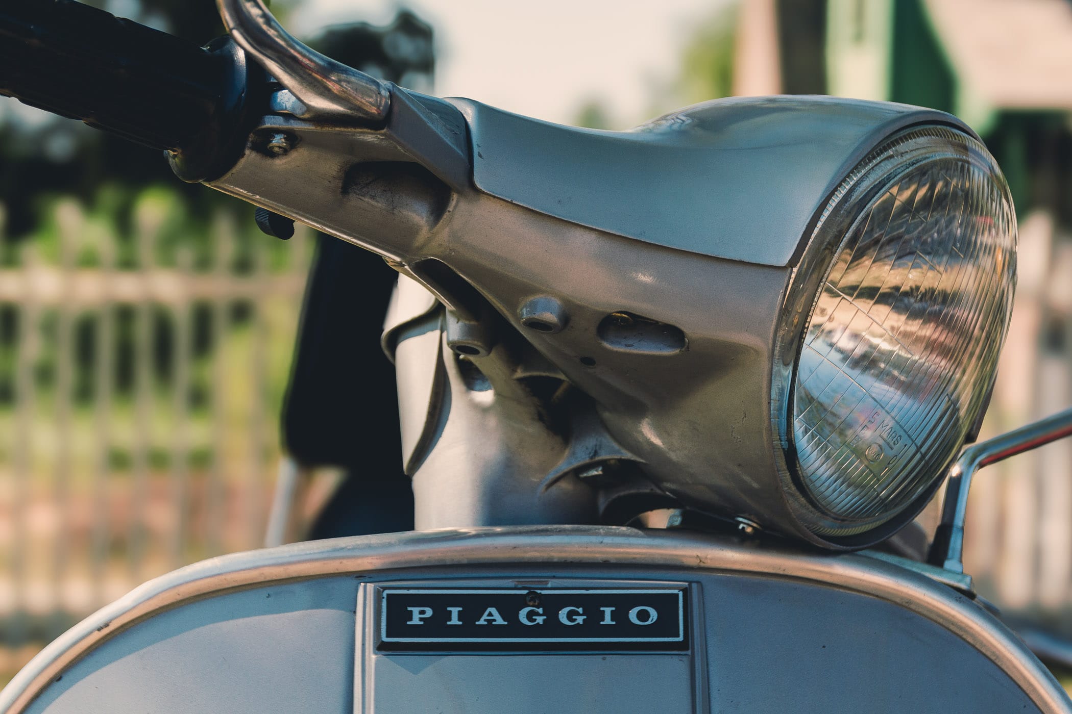 Detail of a Piaggio Vespa scooter at ItalianCarFest in Grapevine, Texas.