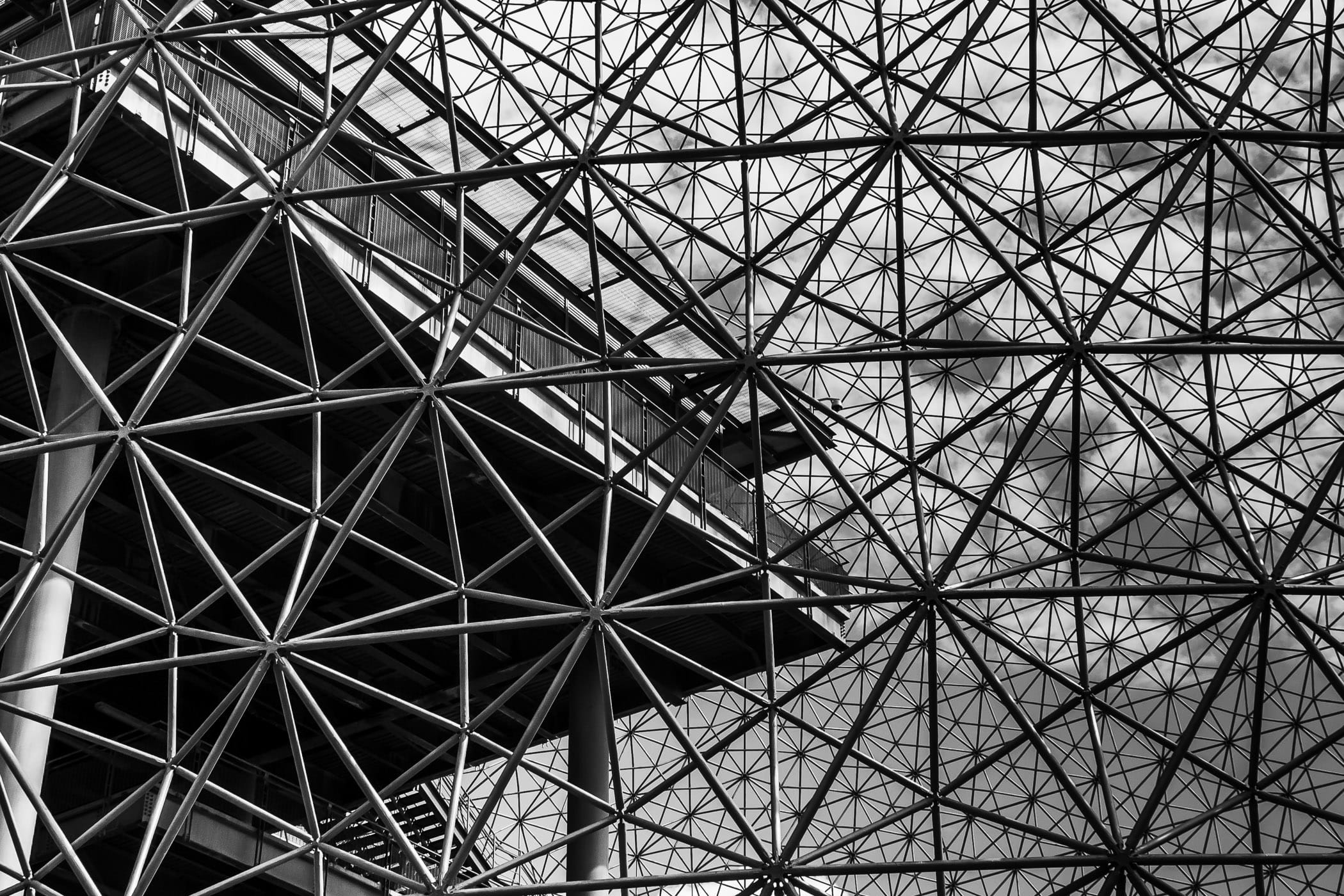 Exterior detail of Montréal’s Biosphére, the re-purposed Buckminster Fuller-designed Expo 67 United States Pavilion.