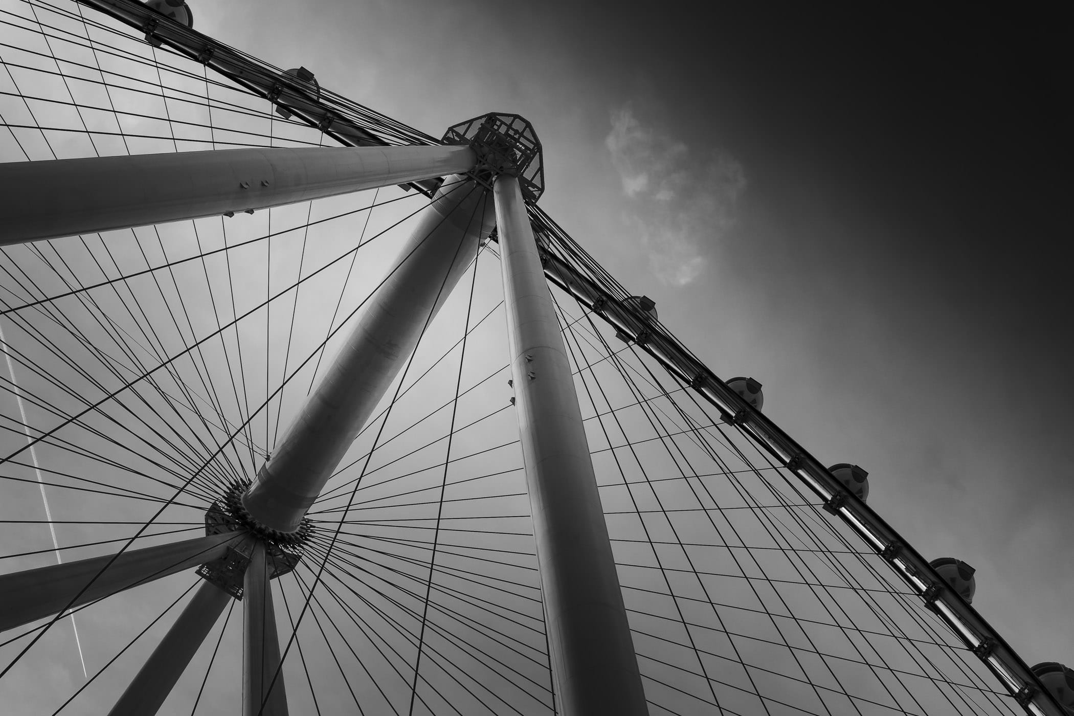 Detail of the support structure of Las Vegas' High Roller observation wheel.