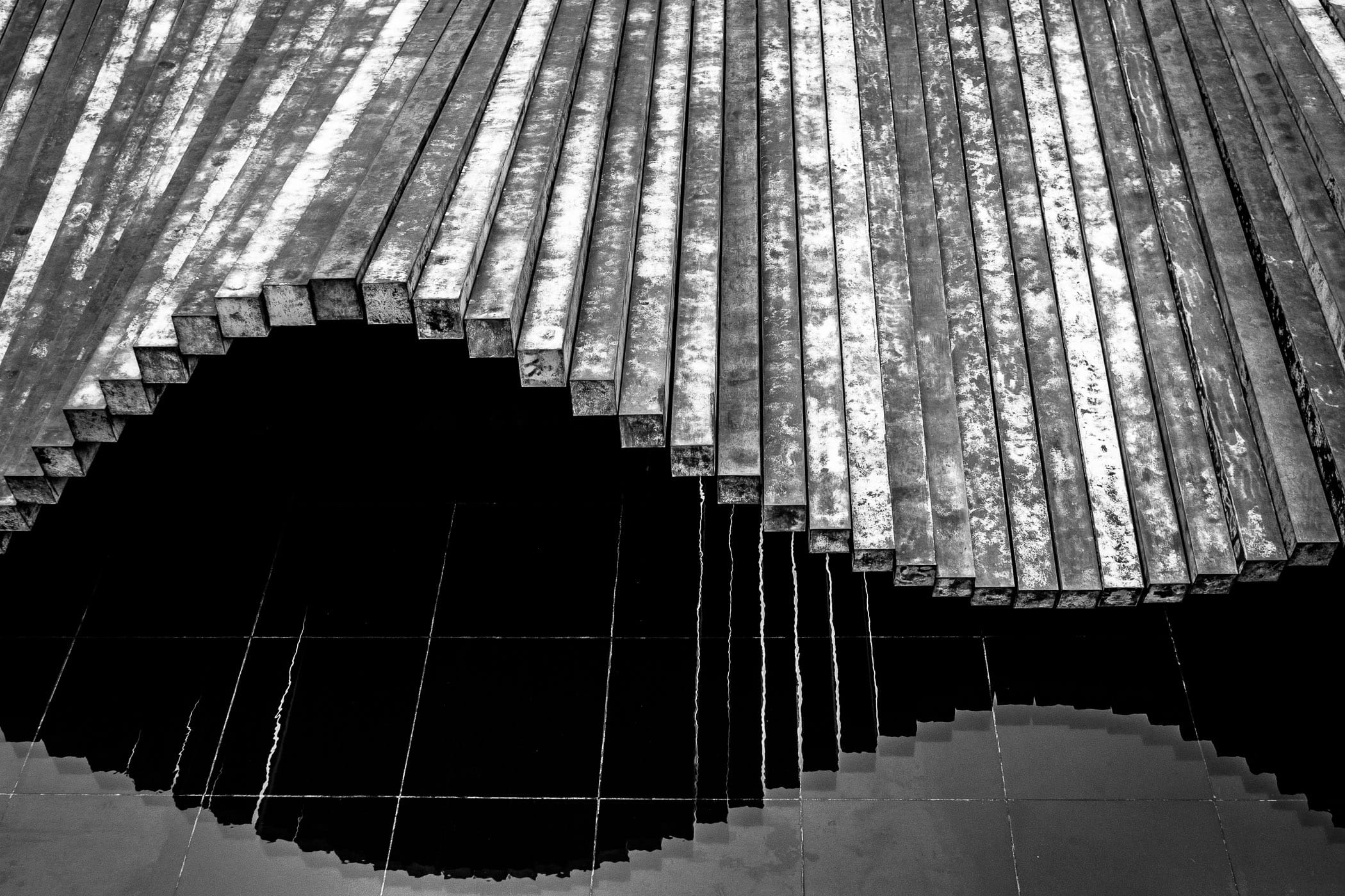 Detail of Santiago Calatrava’s dynamic sculpture “Wave” at the Meadows Museum of Art at Southern Methodist University, Dallas.