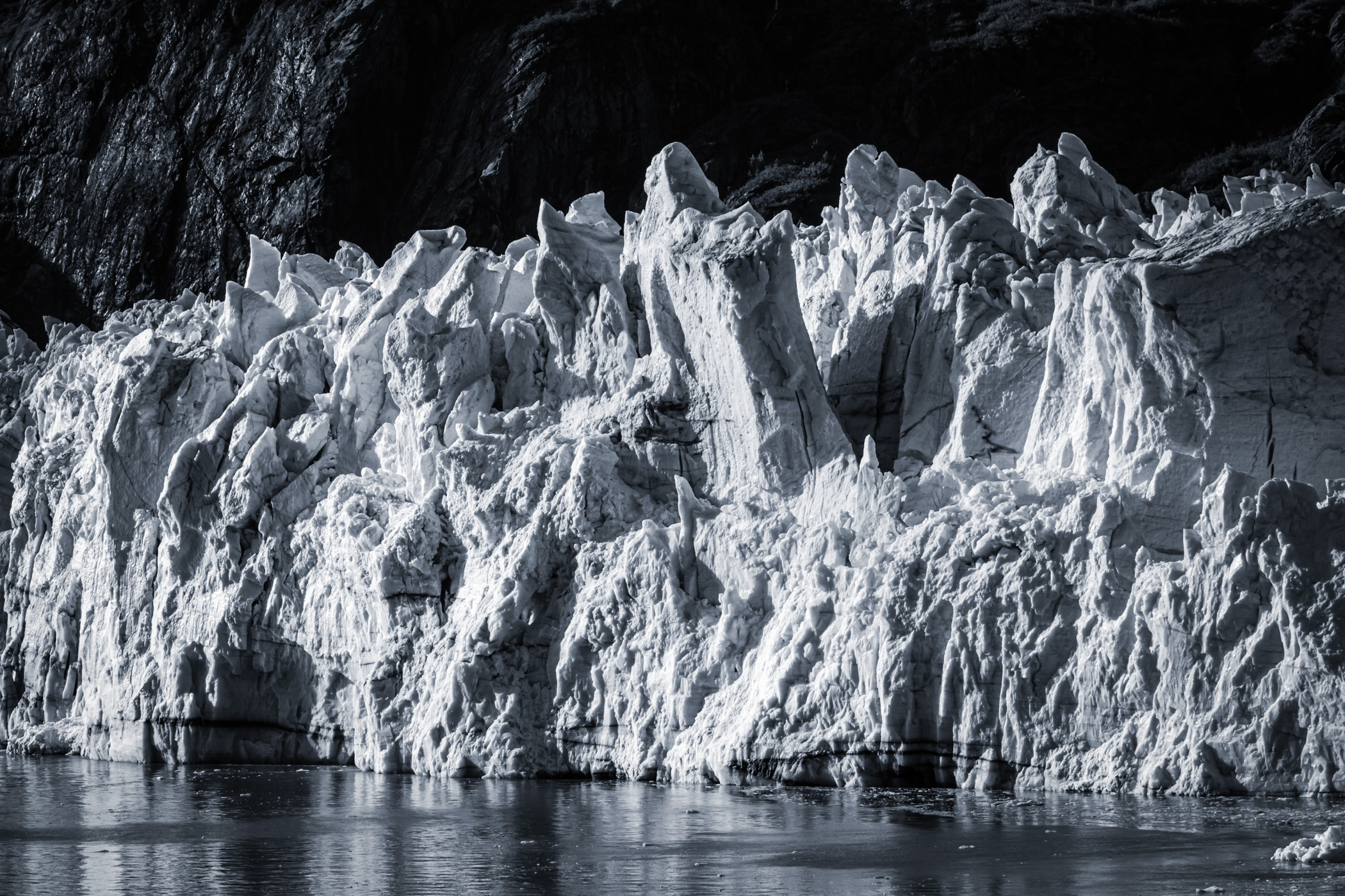 Detail of a jagged glacier at Glacier Bay National Park, Alaska.