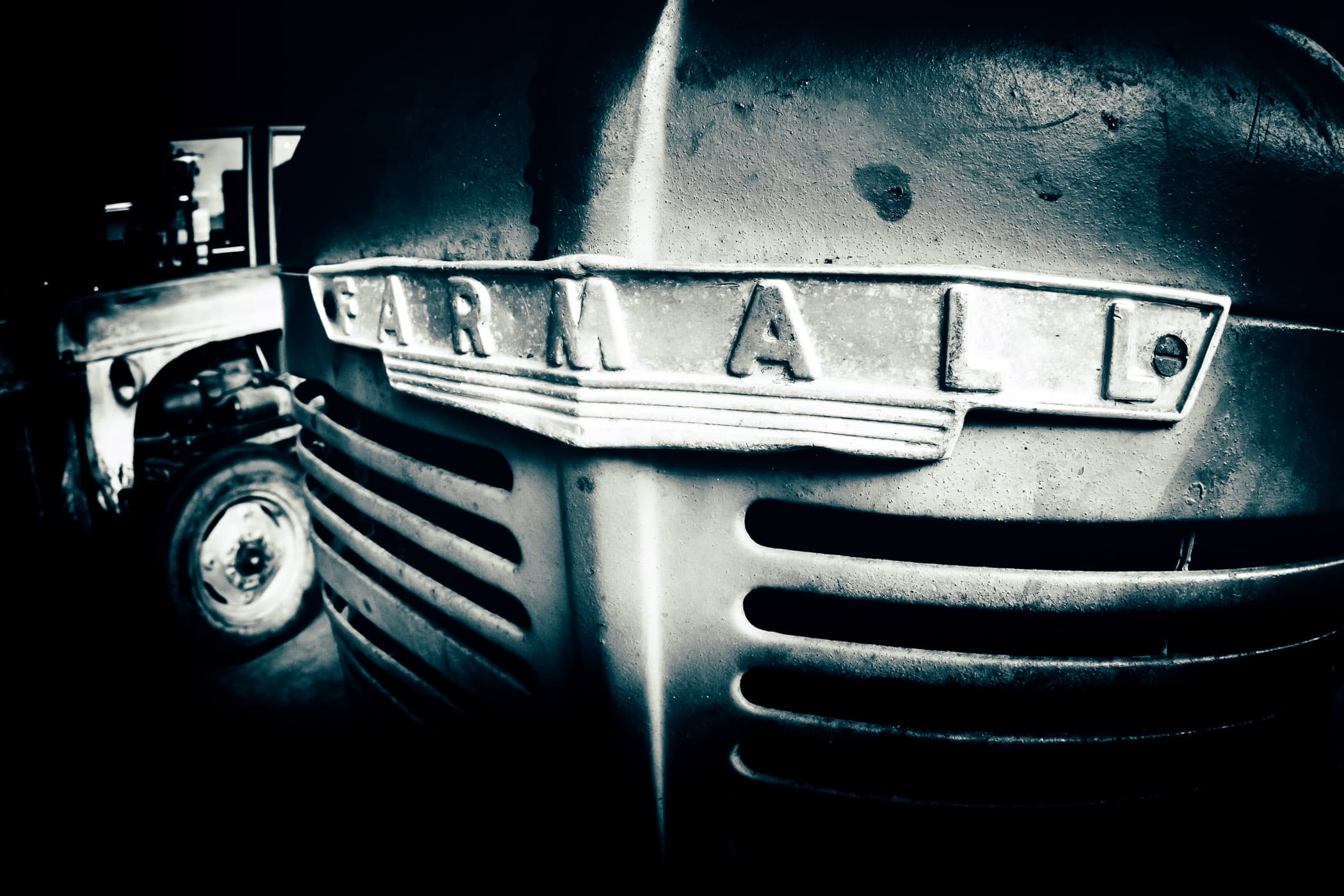 Detail of an old International Harvester Farmall tractor, spotted in Downtown McKinney, Texas.