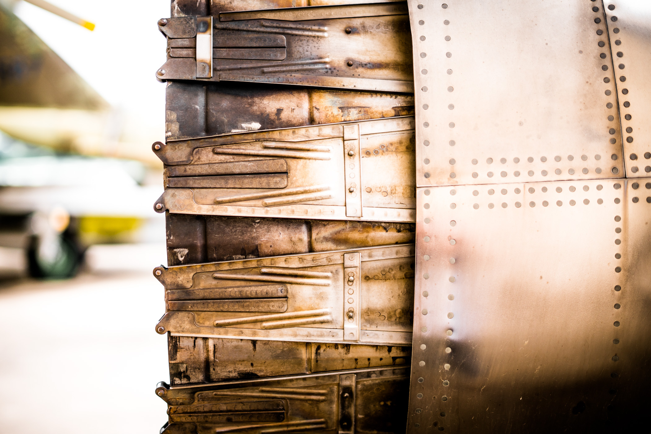 Detail of the thrust nozzle of an F-105 Thunderchief on display at Addison, Texas' Cavanaugh Flight Museum.