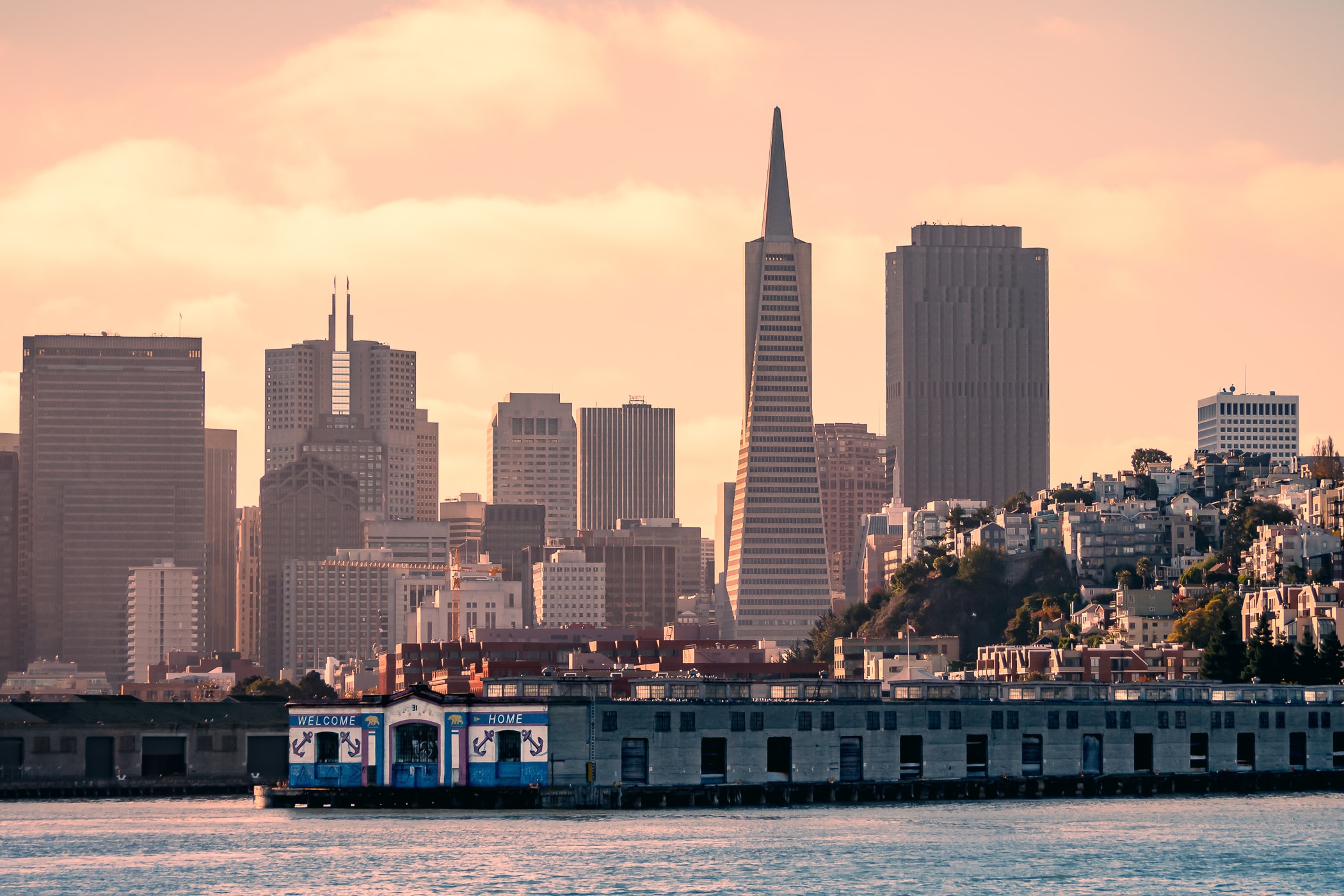 The day starts in San Francisco as the sun rises on the city.