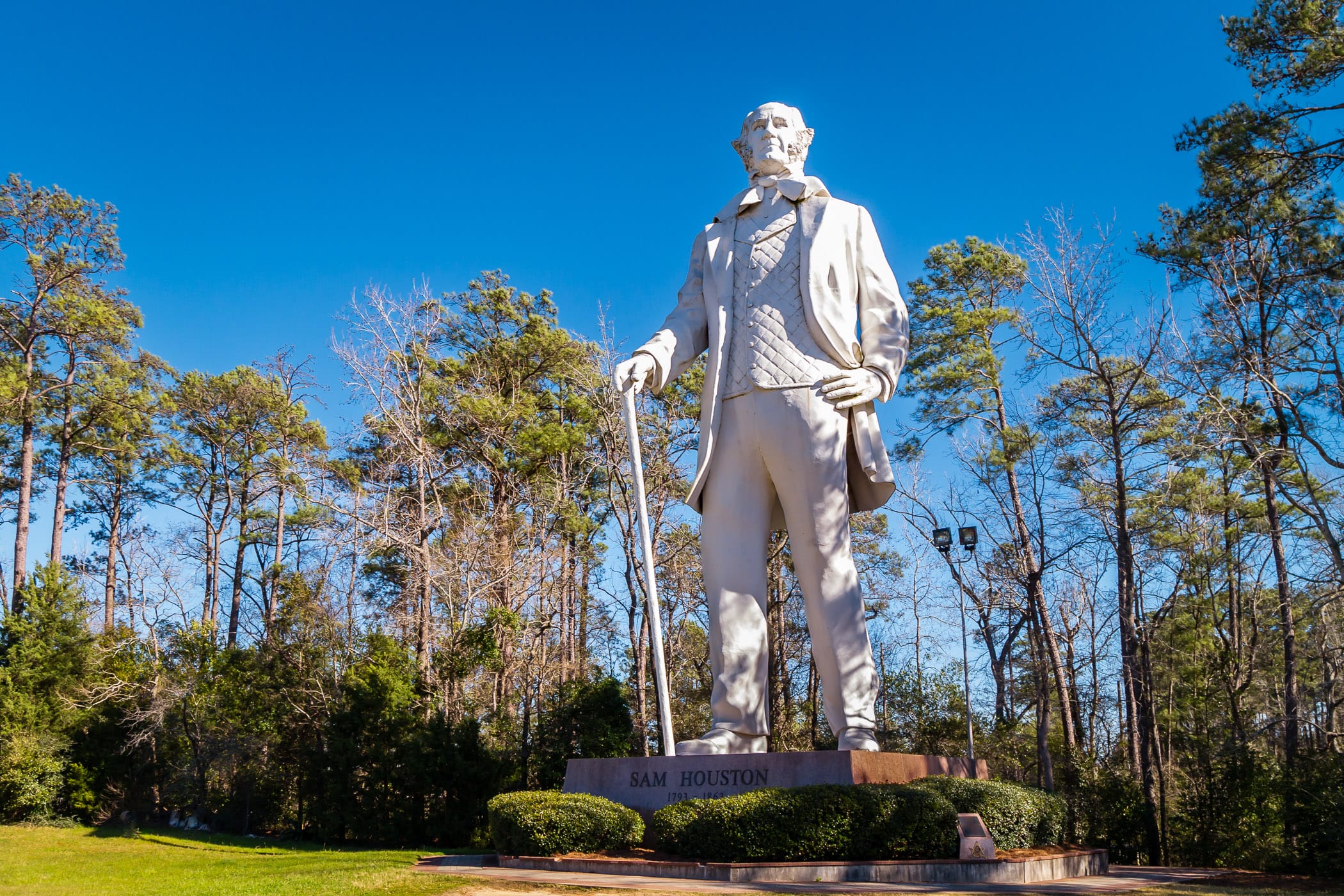 This 67-foot-tall statue of the first (and third) President of the Republic of Texas, Sam Houston, rises into the sky in Huntsville.