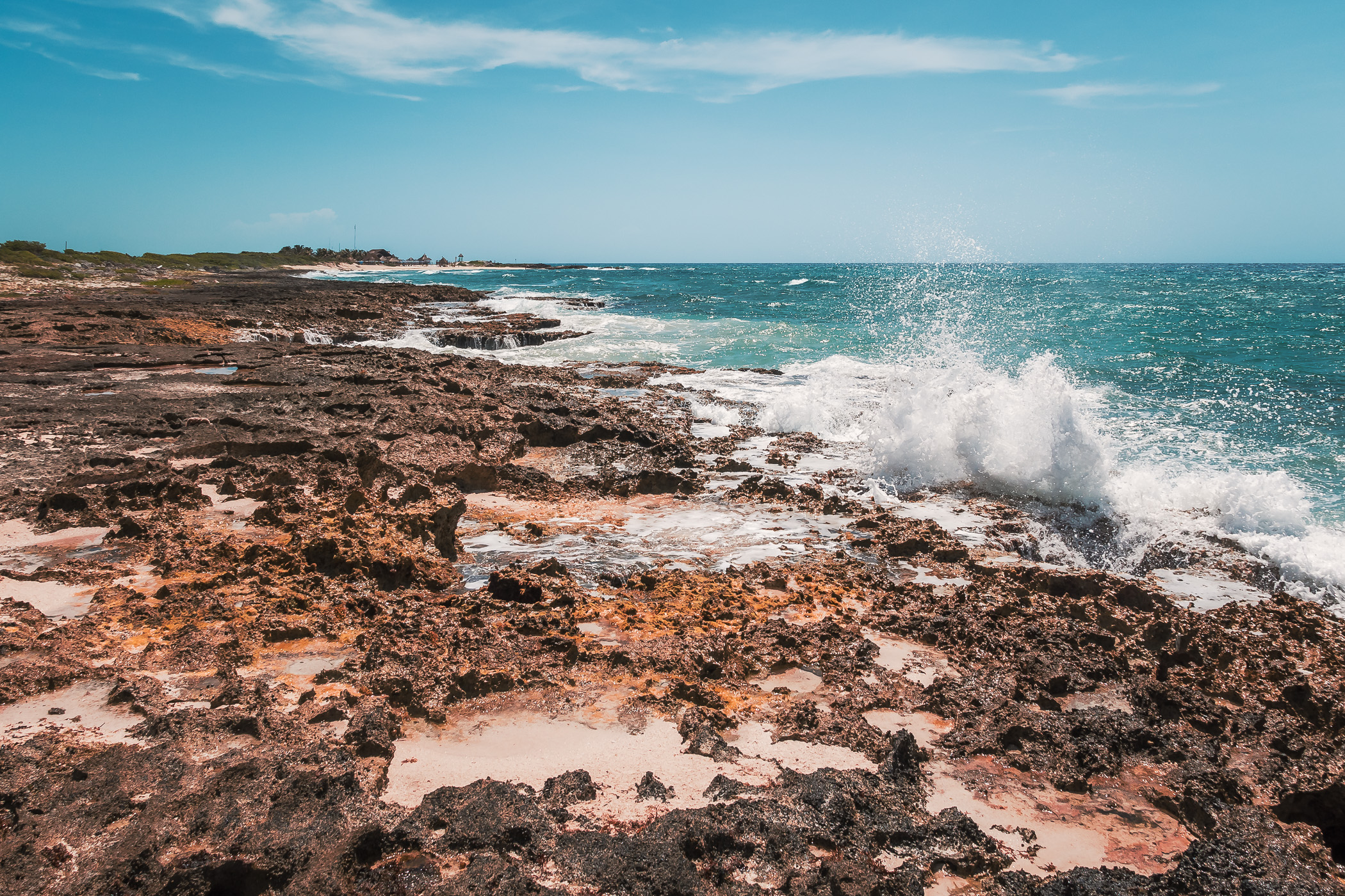 The rocky beach of Cozumel, Mexico's eastern shore.