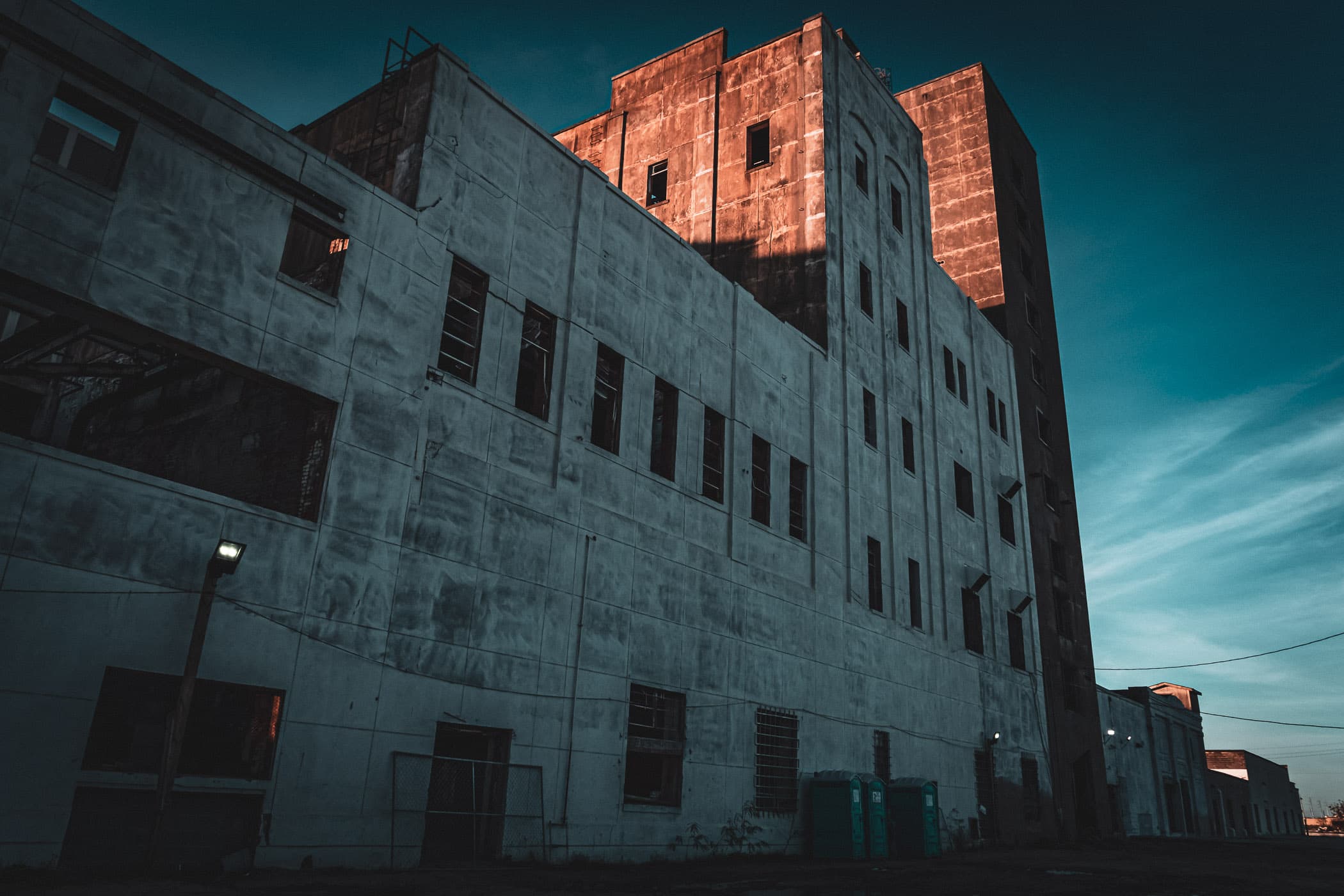 An abandoned Falstaff Beer brewery slowly decays in Galveston, Texas.