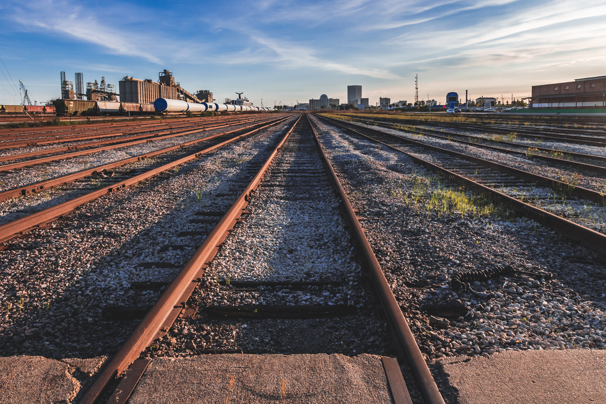 A rail yard in Galveston, Texas.