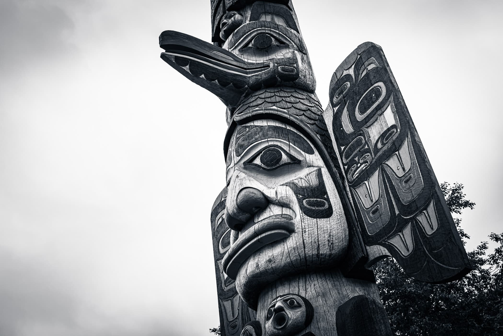 Detail of a totem pole spotted in Ketchikan, Alaska.