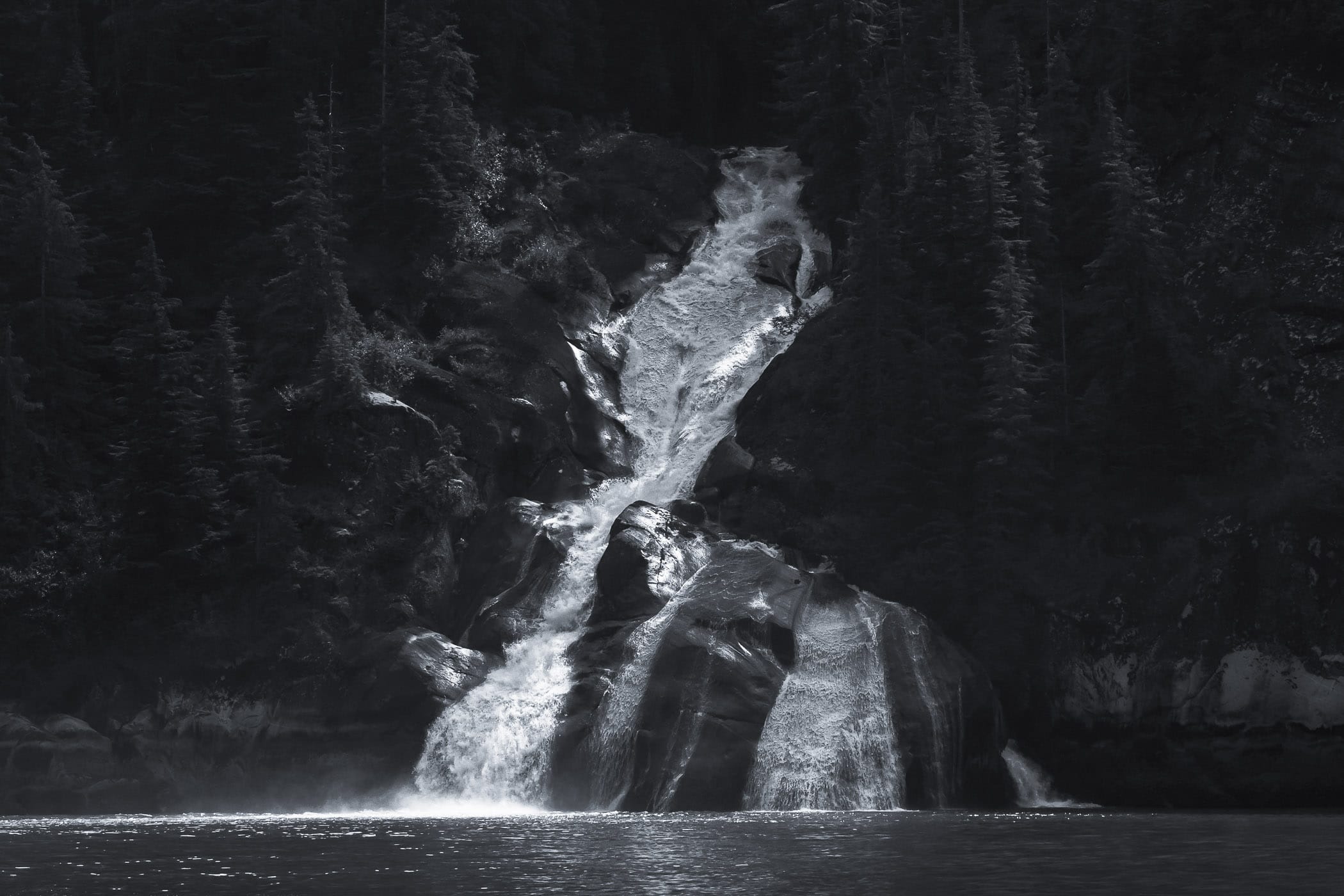 A waterfall along Alaska's Tracy Arm Fjord.
