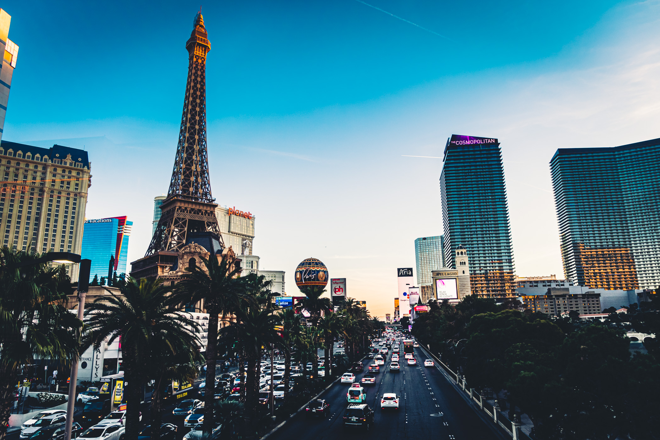 Afternoon traffic on the Las Vegas Strip from before the COVID 19 lockdown.