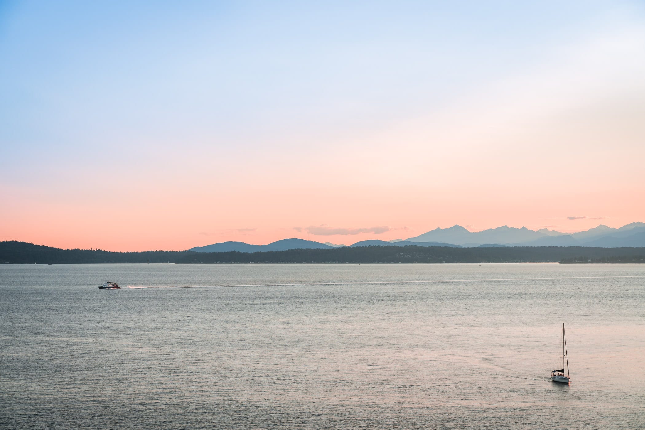 Two boats spotted on Washington's Puget Sound near Seattle.