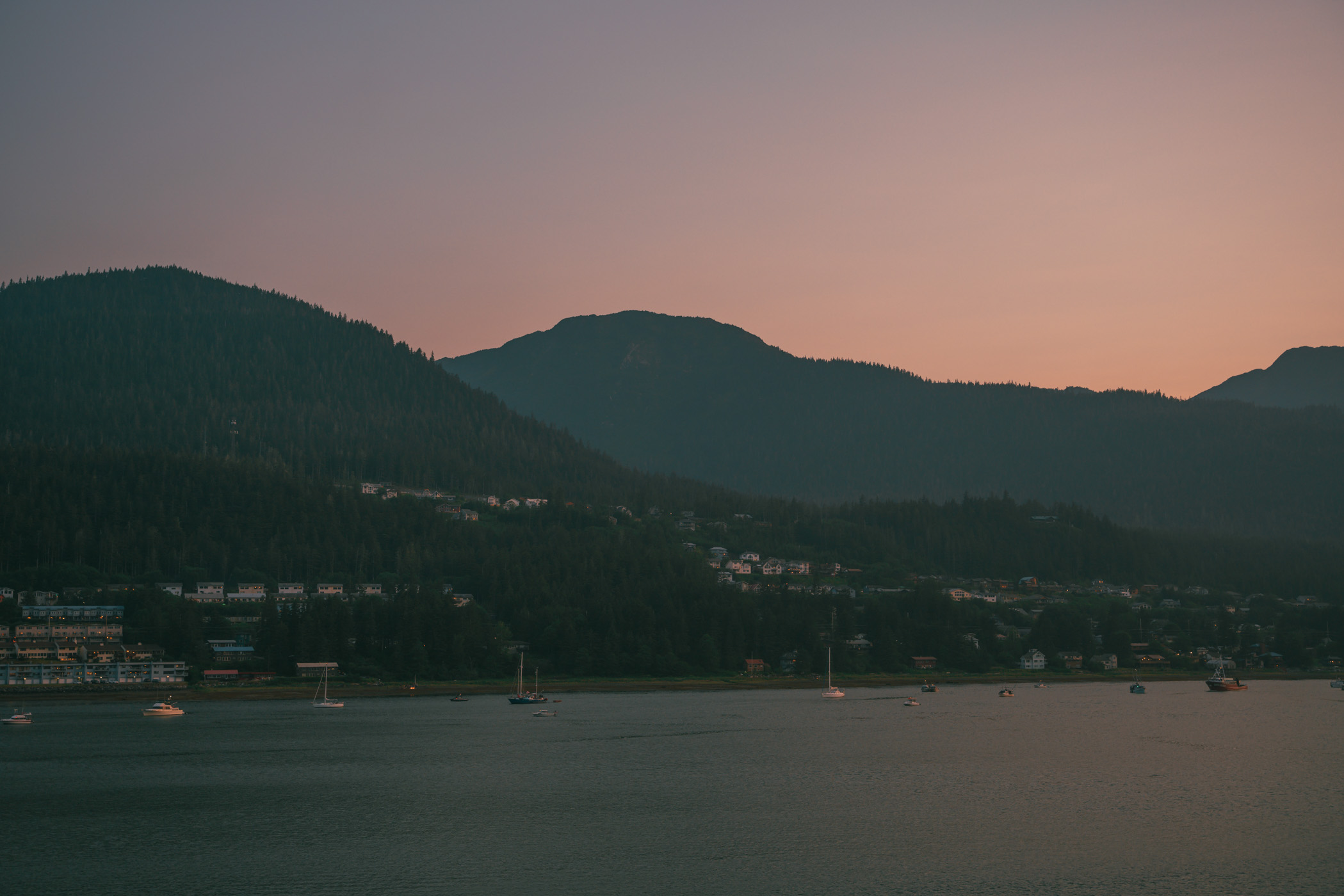 The last light of the day on Douglas Island, Juneau, Alaska.