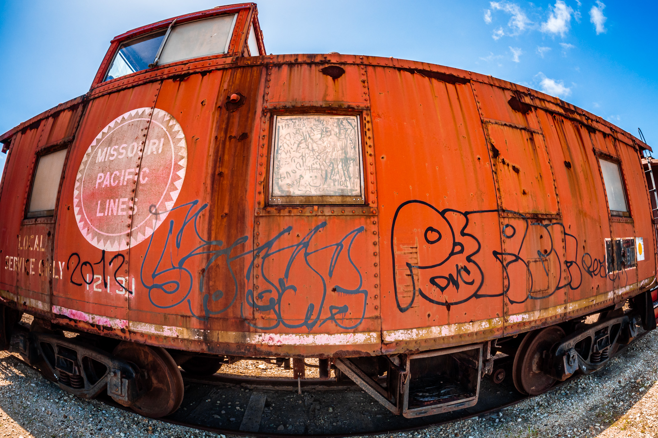 A 1942 Missouri Pacific caboose in the collection of the Galveston Railroad Museum, Texas.