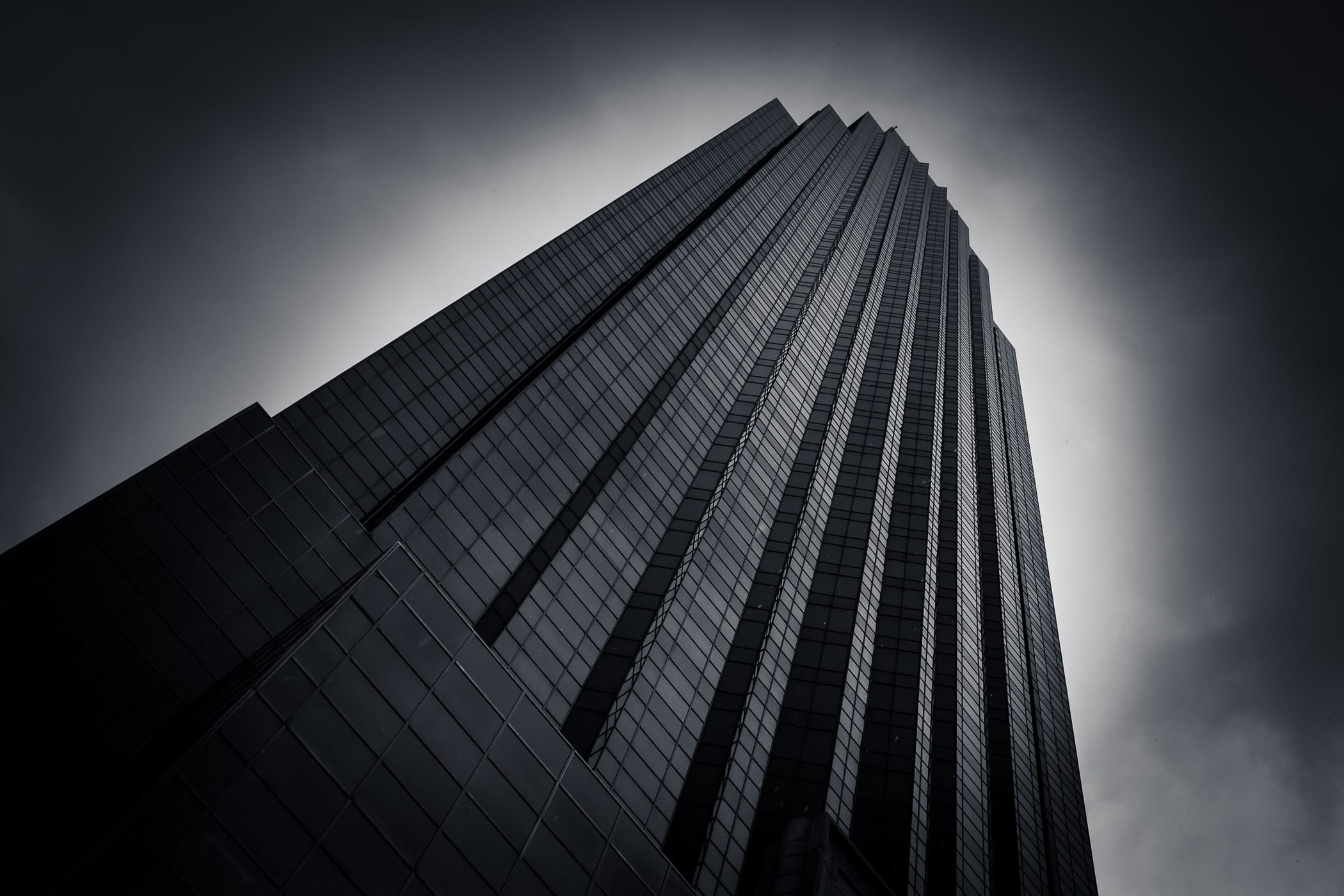 Houston's Williams Tower reaches into the overcast Texas sky.